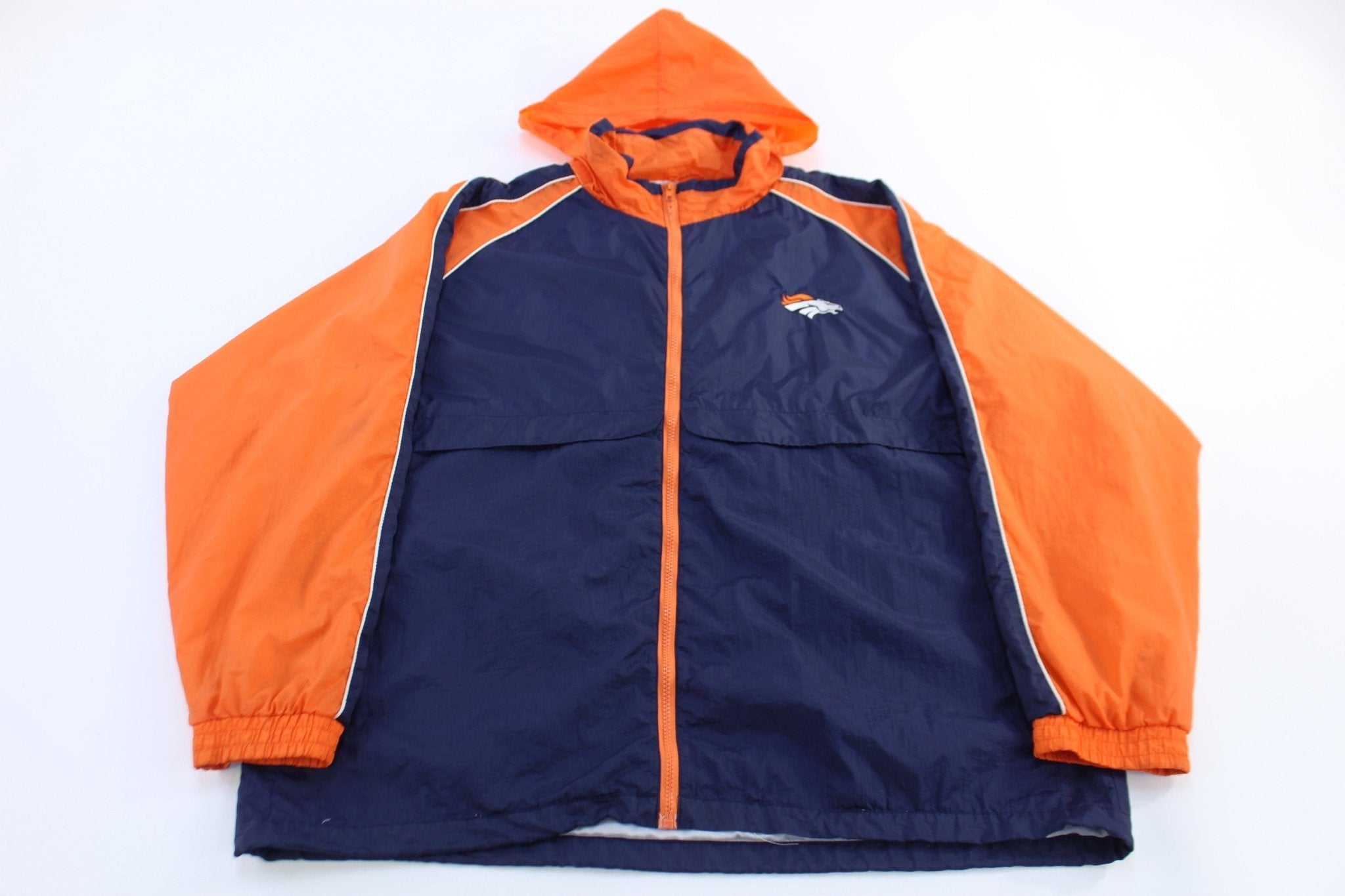 Vintage Denver Broncos Football Full Zip Windbreaker - Jacket - Thrifted Threads