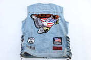 Vintage Diamond Plate Denim Vest - Vest - Thrifted Threads