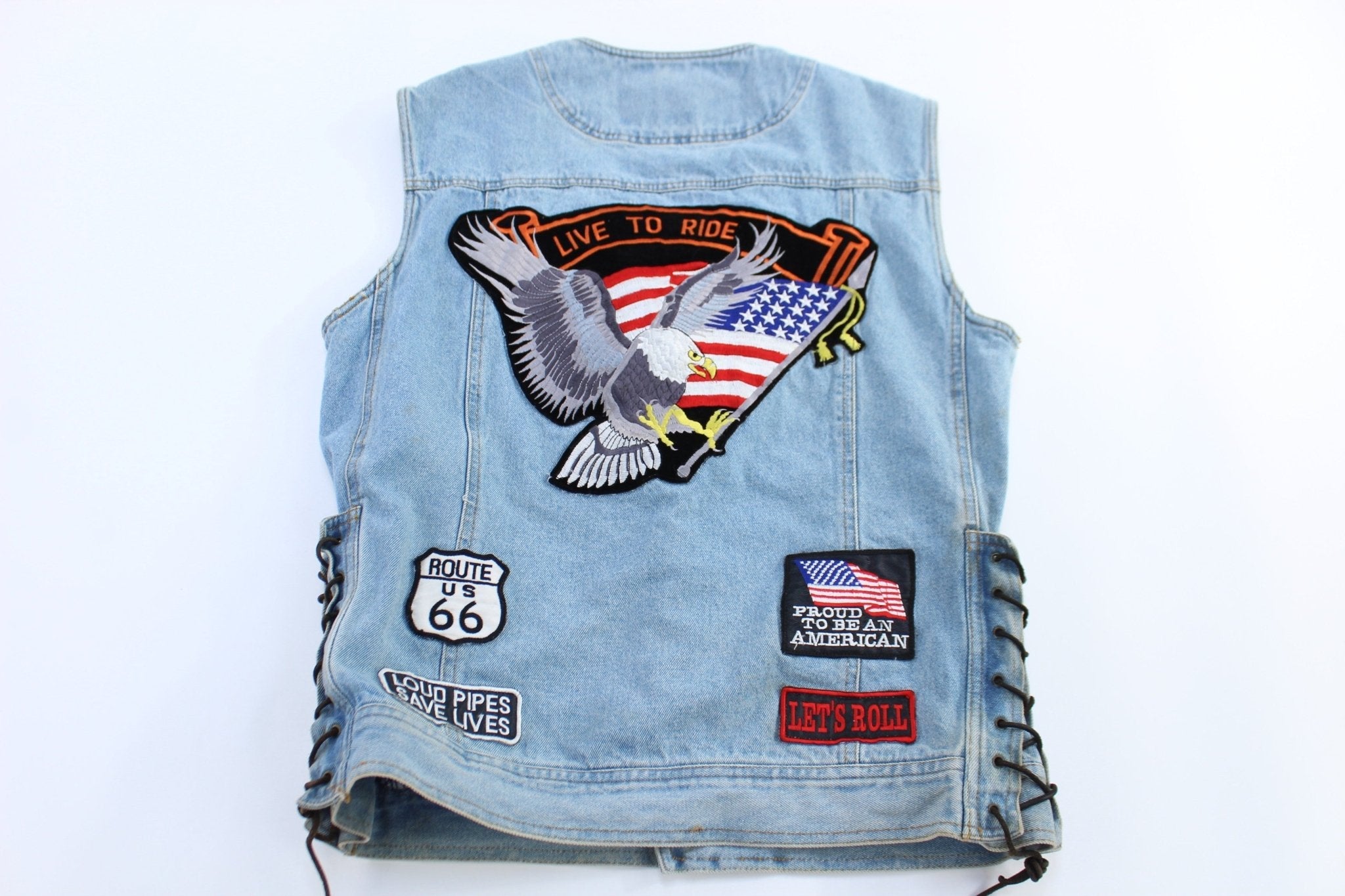 Vintage Diamond Plate Denim Vest - Vest - Thrifted Threads