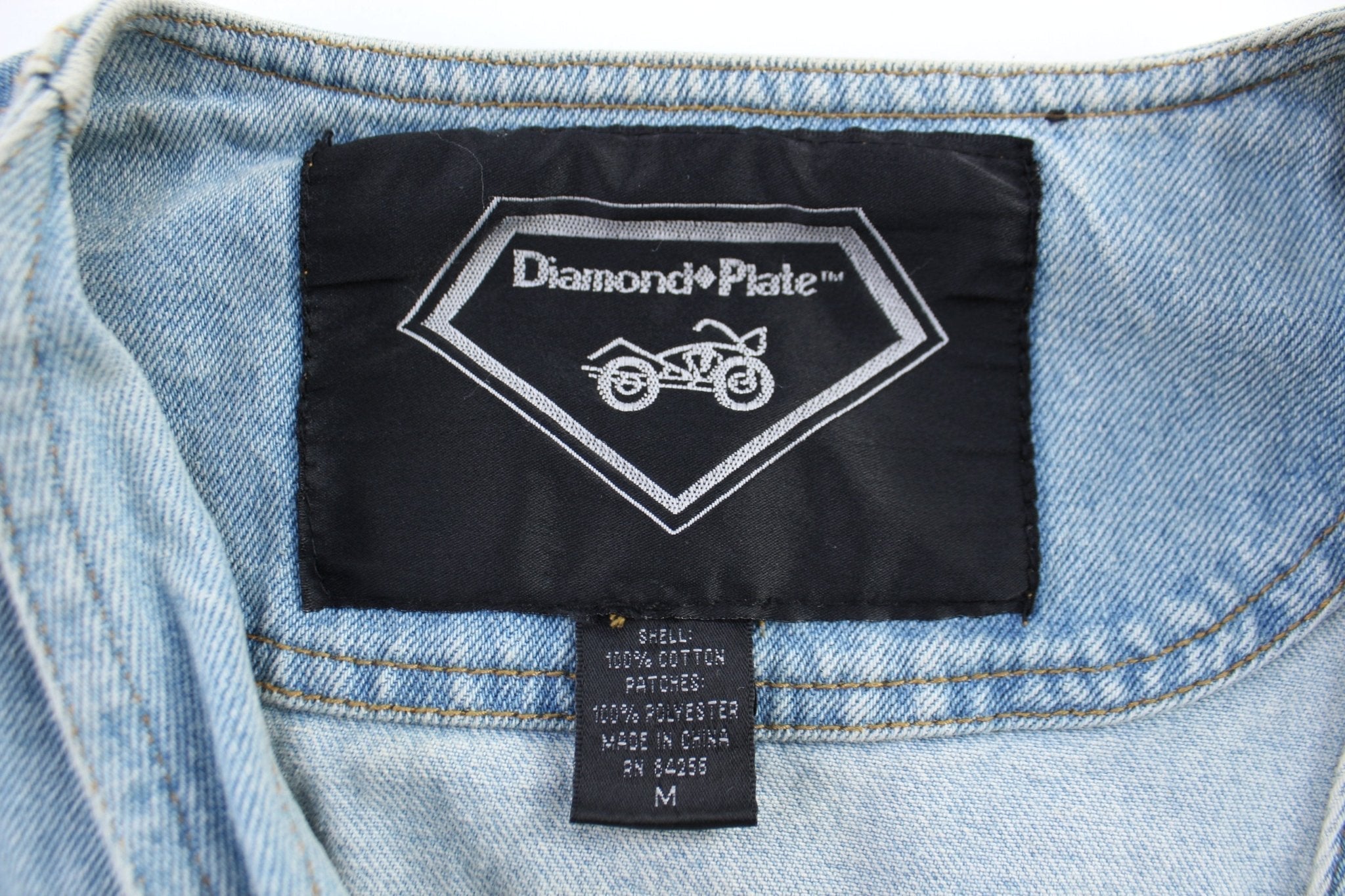 Vintage Diamond Plate Denim Vest - Vest - Thrifted Threads