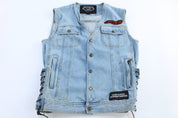 Vintage Diamond Plate Denim Vest - Vest - Thrifted Threads