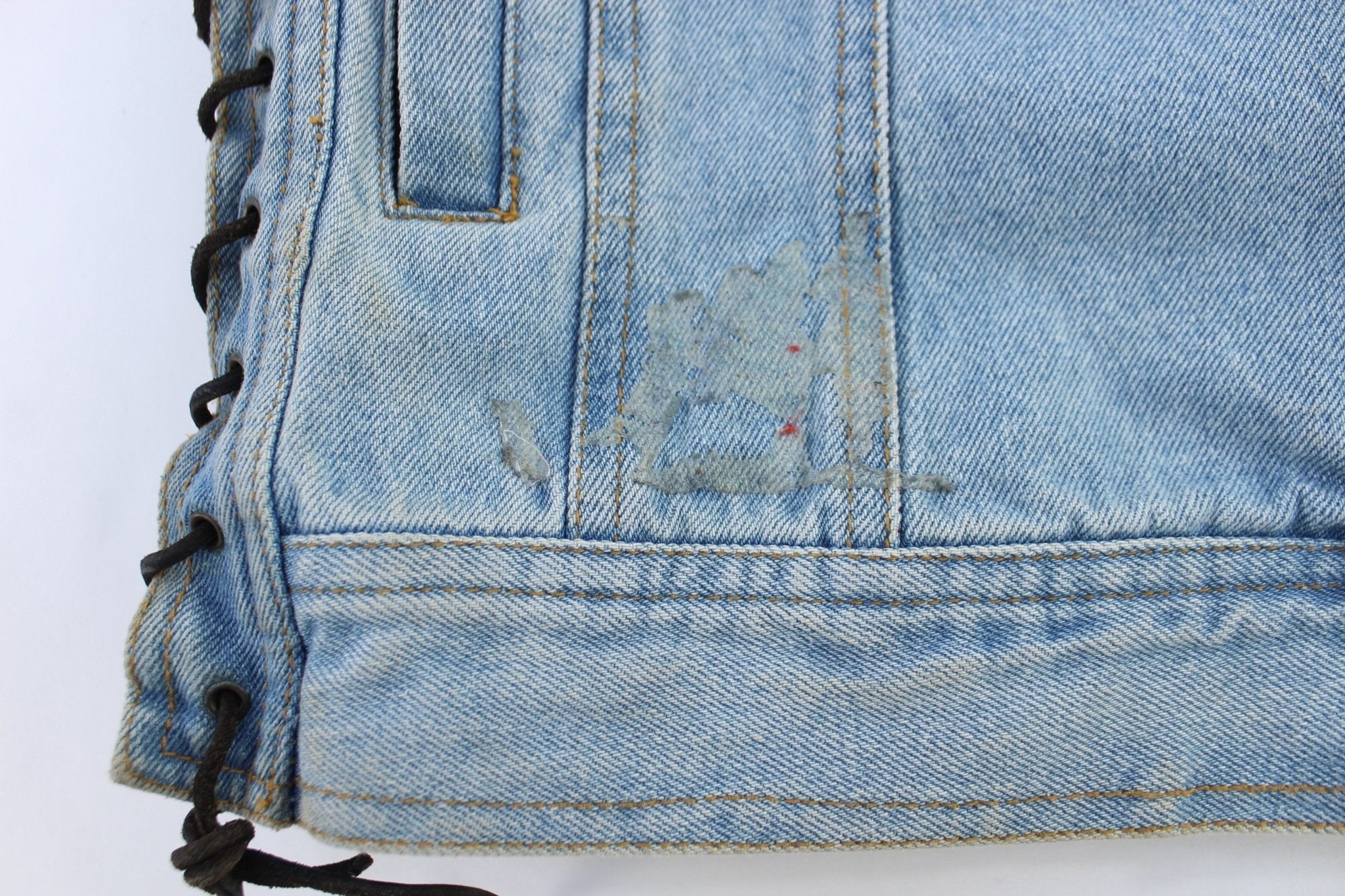 Vintage Diamond Plate Denim Vest - Vest - Thrifted Threads