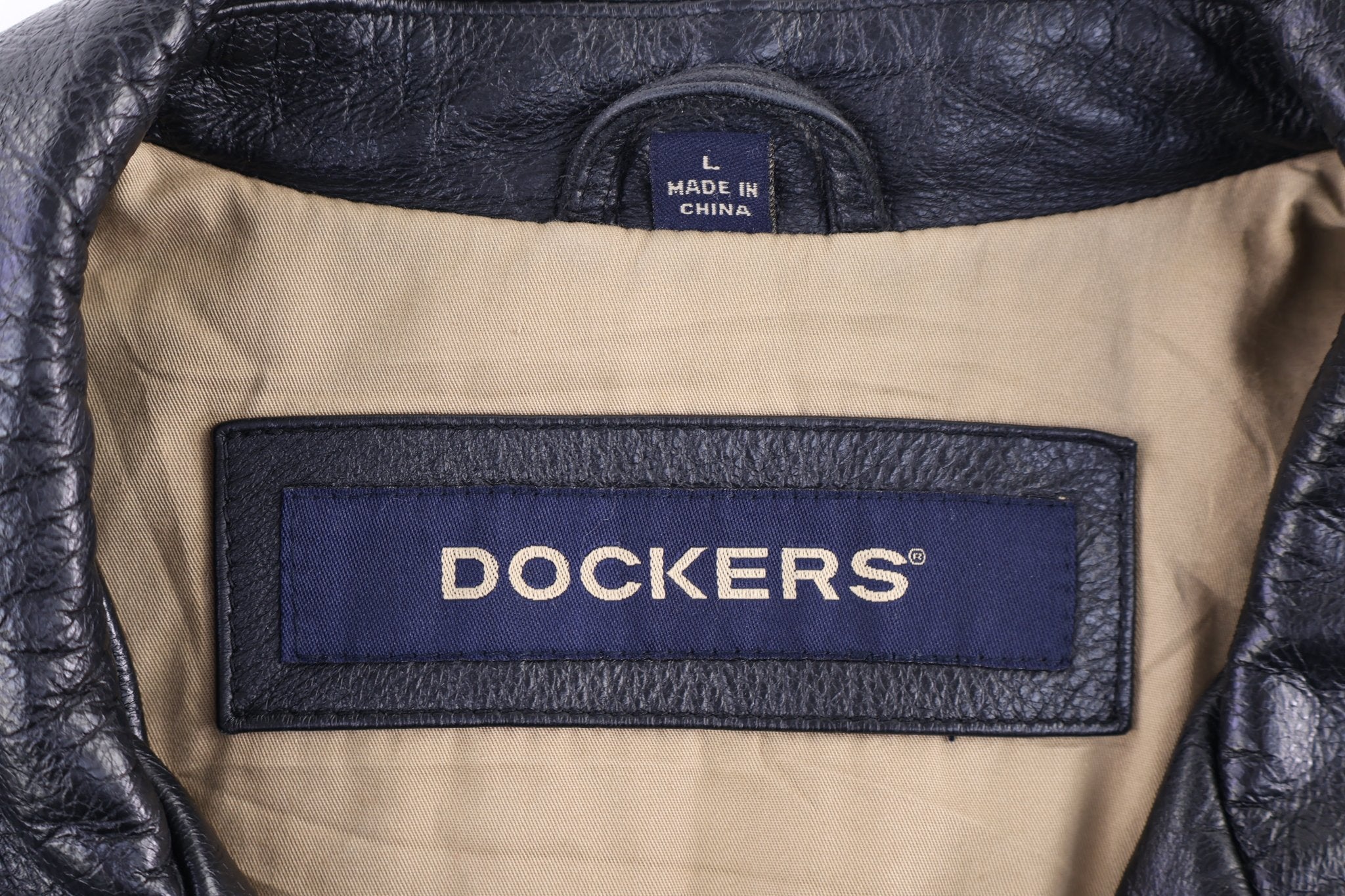Vintage Dockers Full Zip Black Leather Jacket - jacket - Thrifted Threads