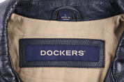 Vintage Dockers Full Zip Black Leather Jacket - jacket - Thrifted Threads