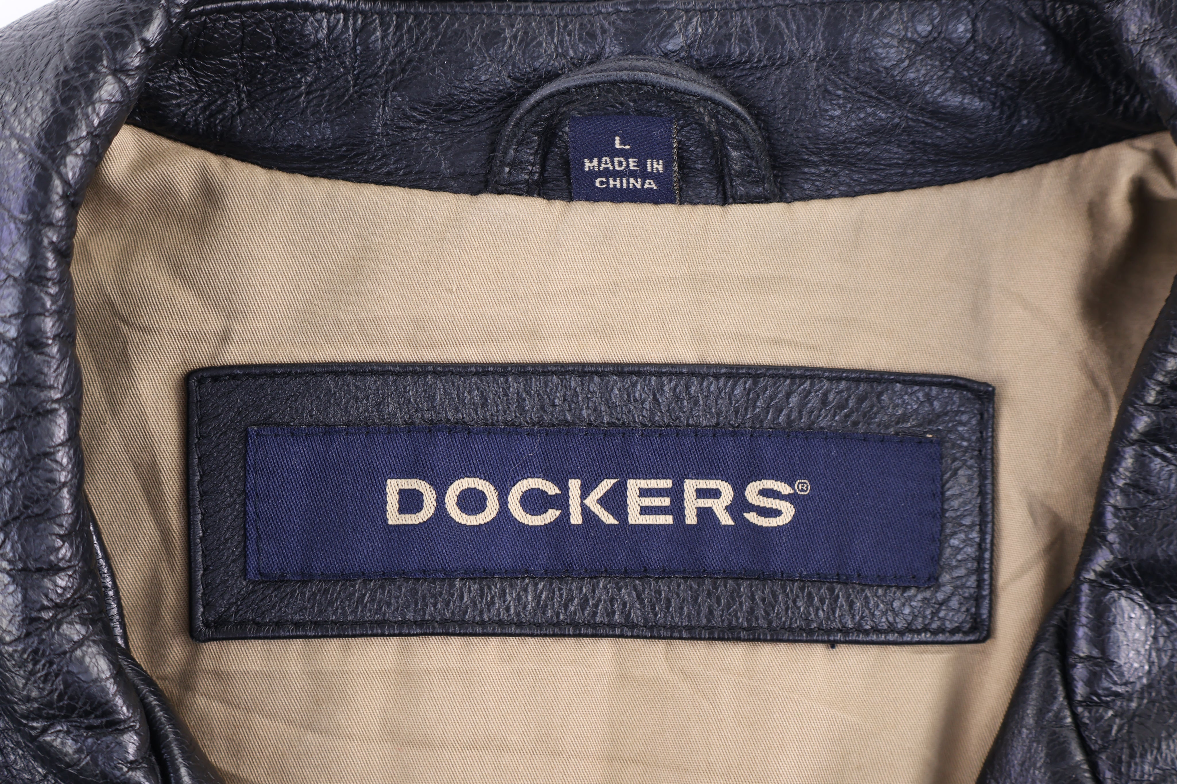 Vintage Dockers Full Zip Black Leather Jacket - jacket - Thrifted Threads