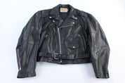 Vintage Excelled Black Leather Biker Jacket - Jacket - Thrifted Threads