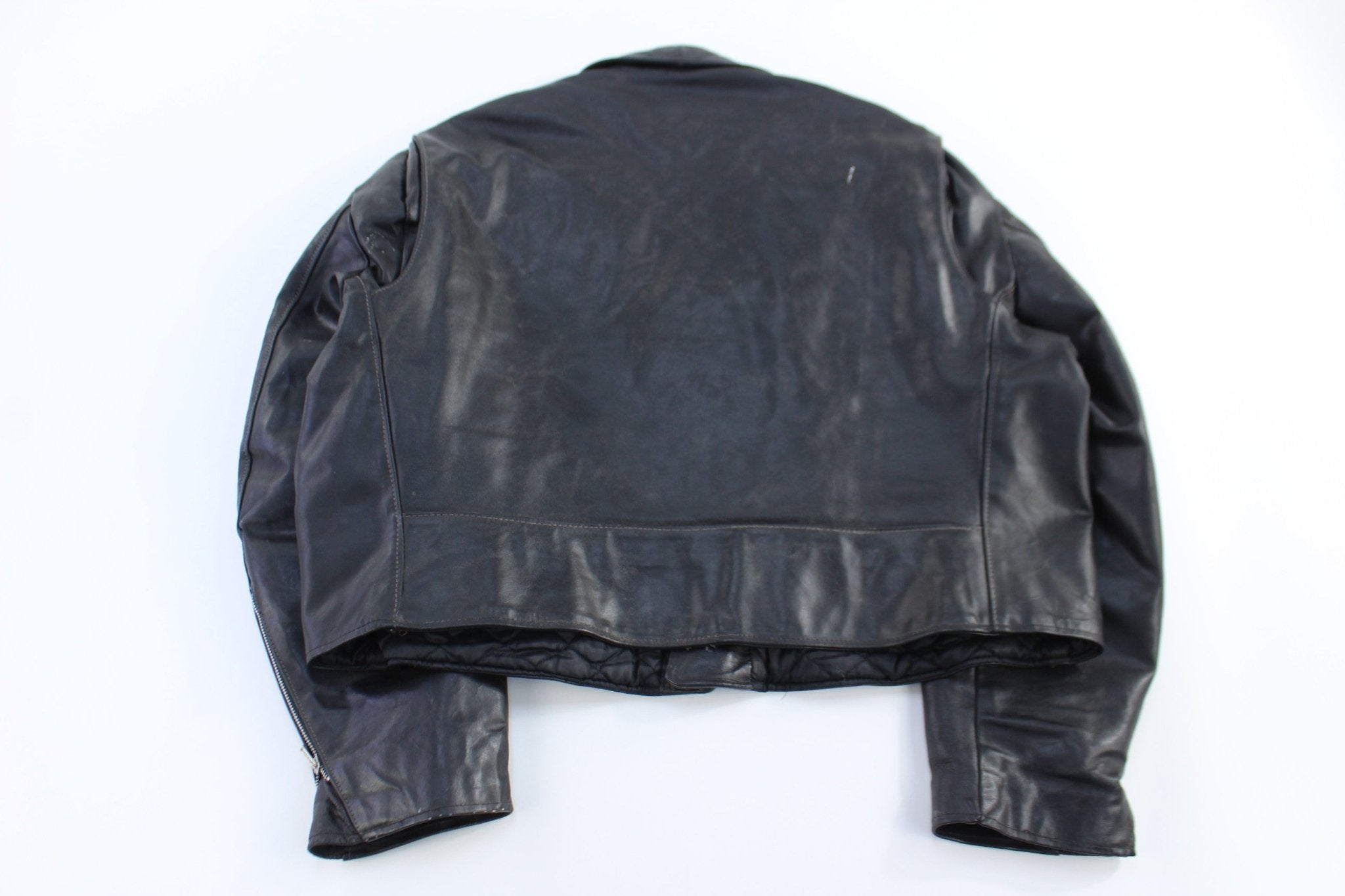 Vintage Excelled Black Leather Biker Jacket - Jacket - Thrifted Threads