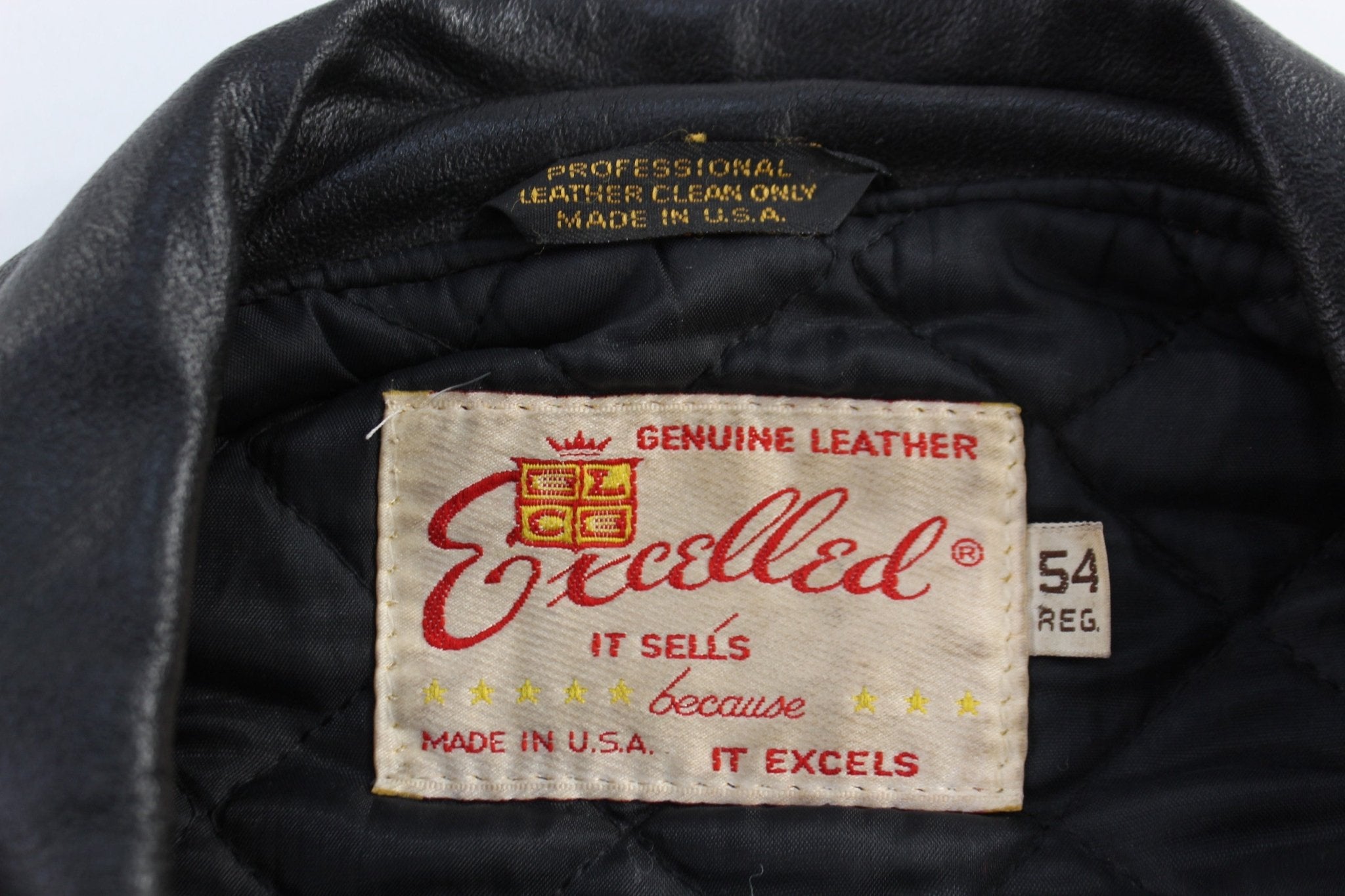 Vintage Excelled Black Leather Biker Jacket - Jacket - Thrifted Threads