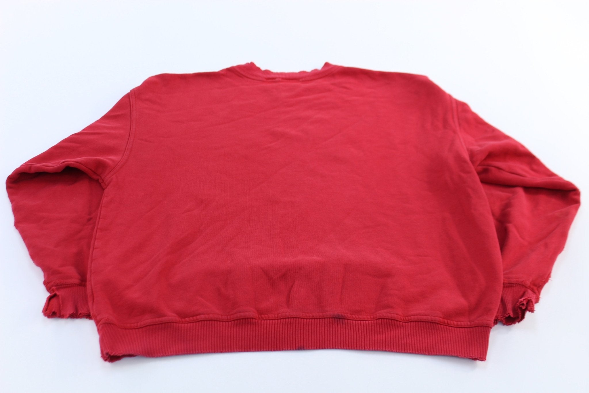 Vintage Fila Embroidered Spellout Logo Red Sweatshirt - ThriftedThreads.com