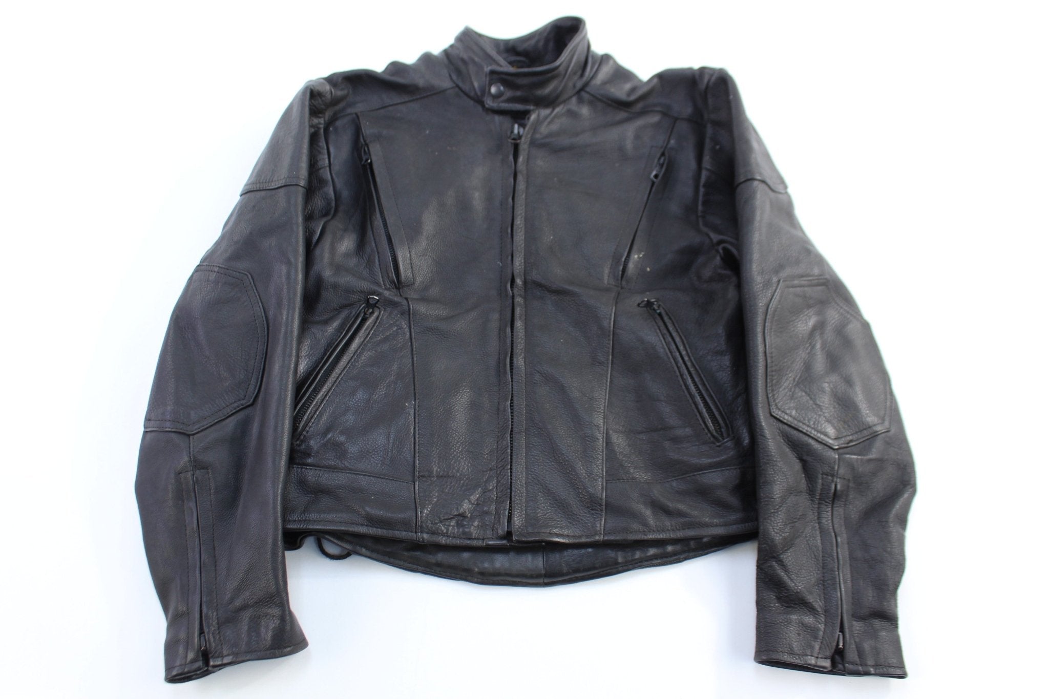 Vintage Full Zip Black Leather Jacket - Jacket - Thrifted Threads
