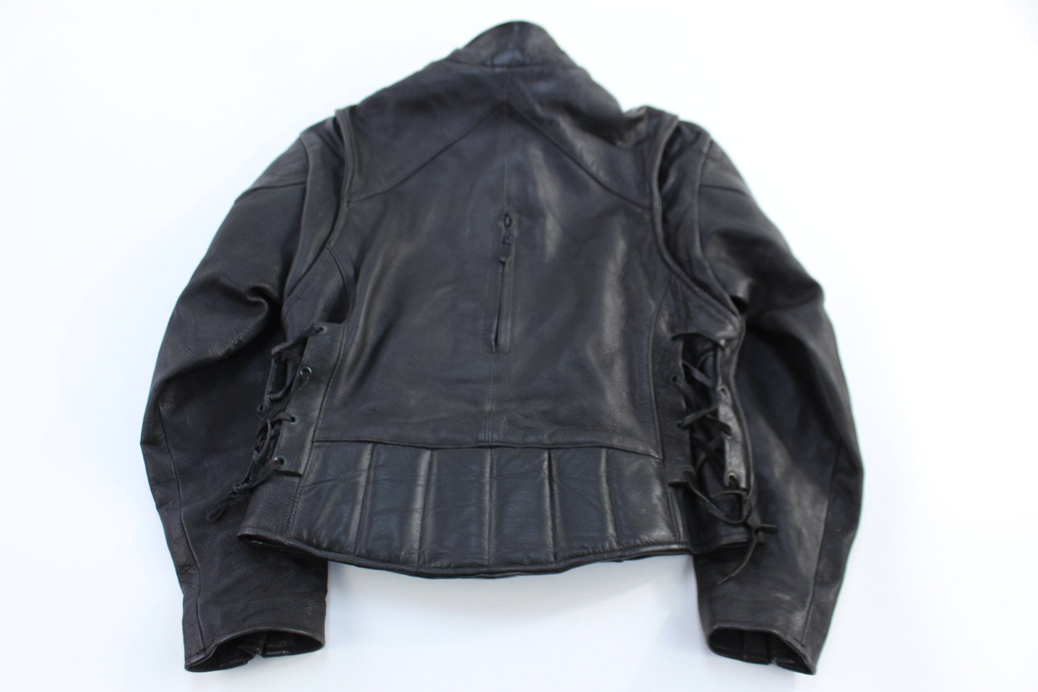 Vintage Full Zip Black Leather Jacket - Jacket - Thrifted Threads