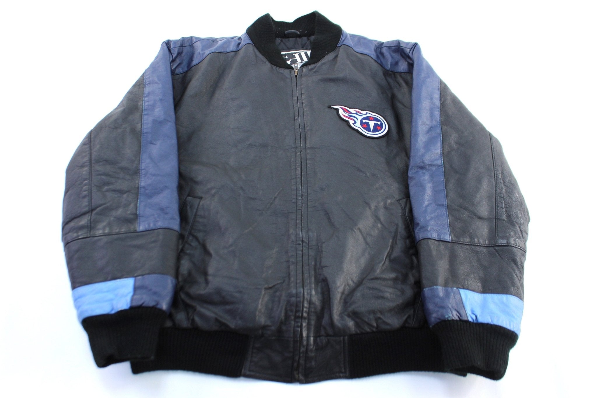 Vintage G - III Carl Banks Tennessee Titans Embroidered Leather Jacket - ThriftedThreads.com