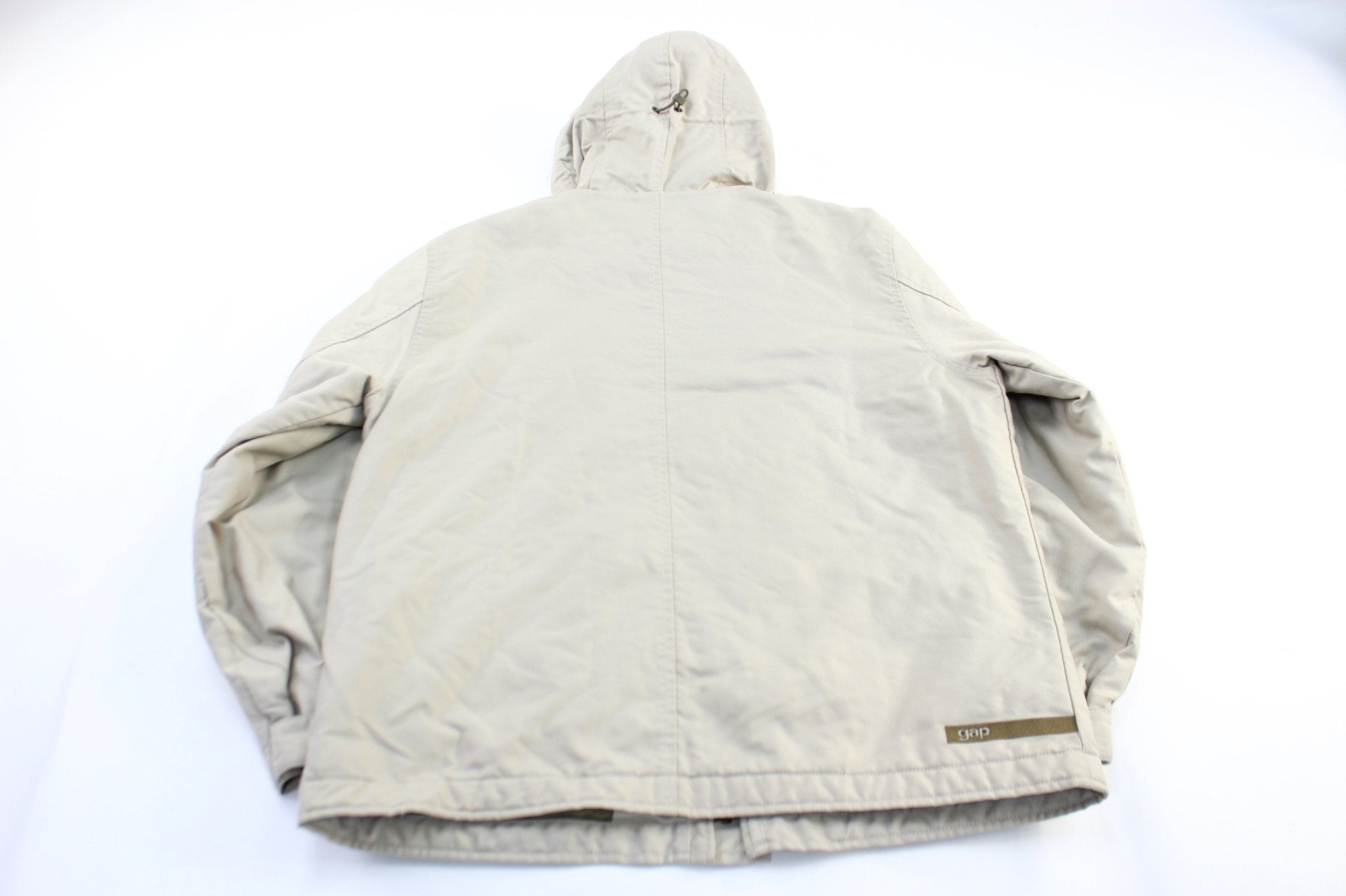Vintage Gap Beige Utility Hooded Zip Up Jacket - ThriftedThreads.com