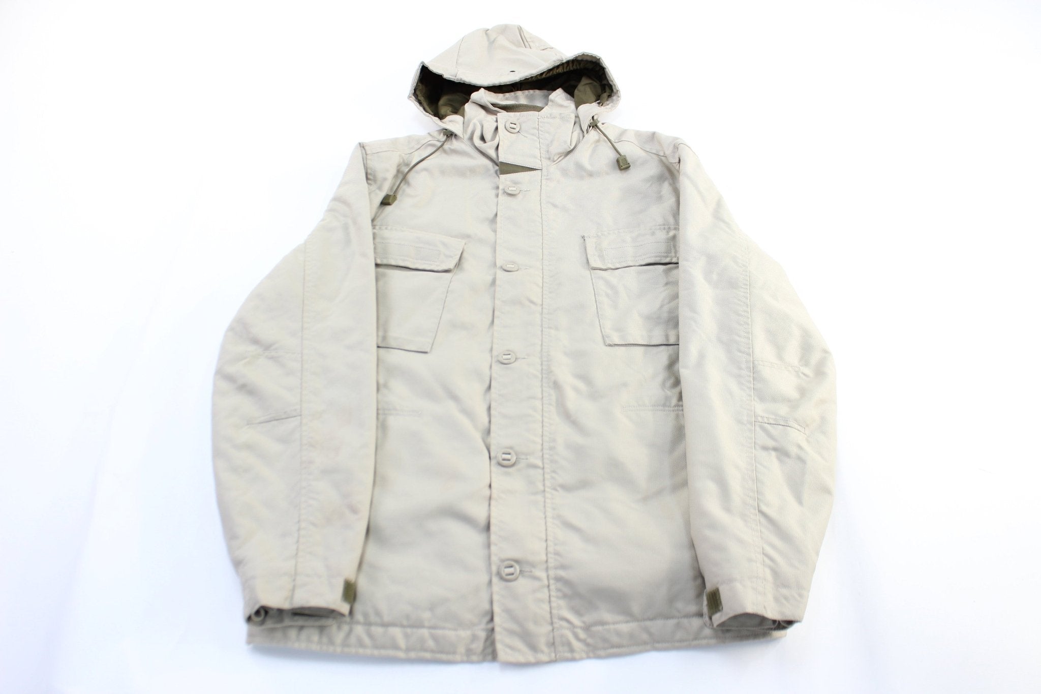 Vintage Gap Beige Utility Hooded Zip Up Jacket - ThriftedThreads.com