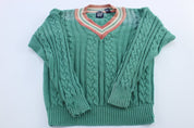 Vintage Gap Green Cable Knit Golf Sweater - ThriftedThreads.com