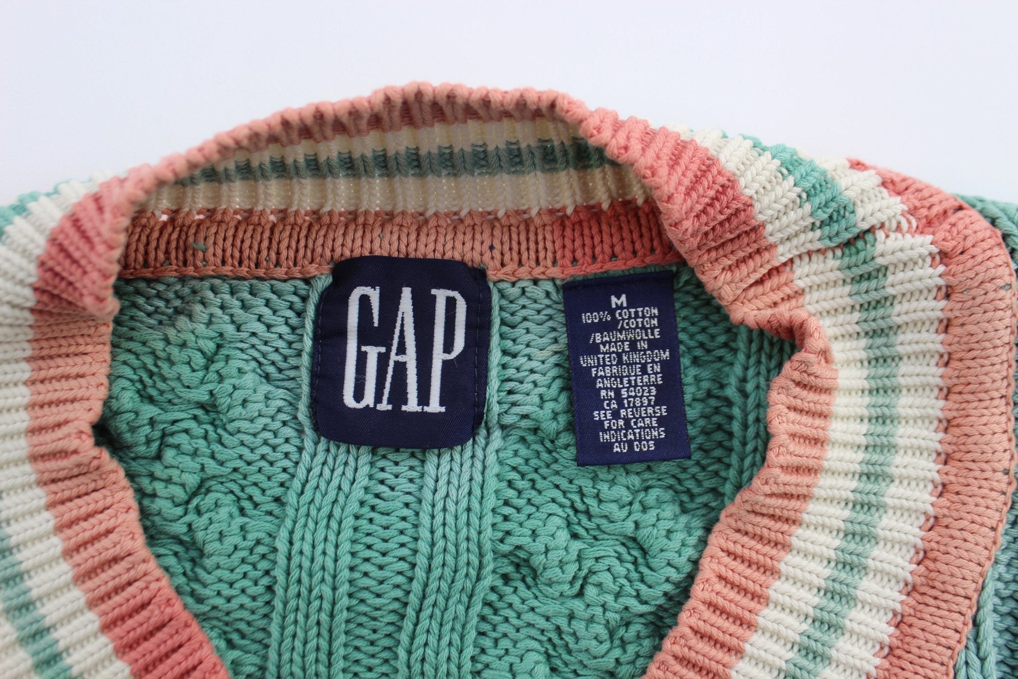 Vintage Gap Green Cable Knit Golf Sweater - ThriftedThreads.com