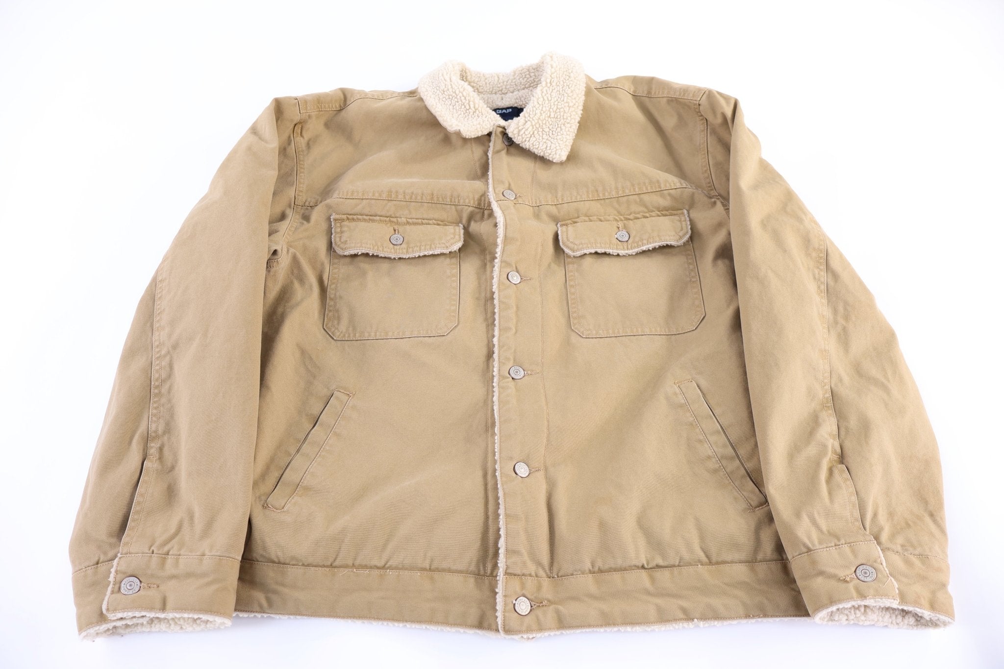 Vintage GAP Tan Sherpa Lined Jacket - Jacket - Thrifted Threads