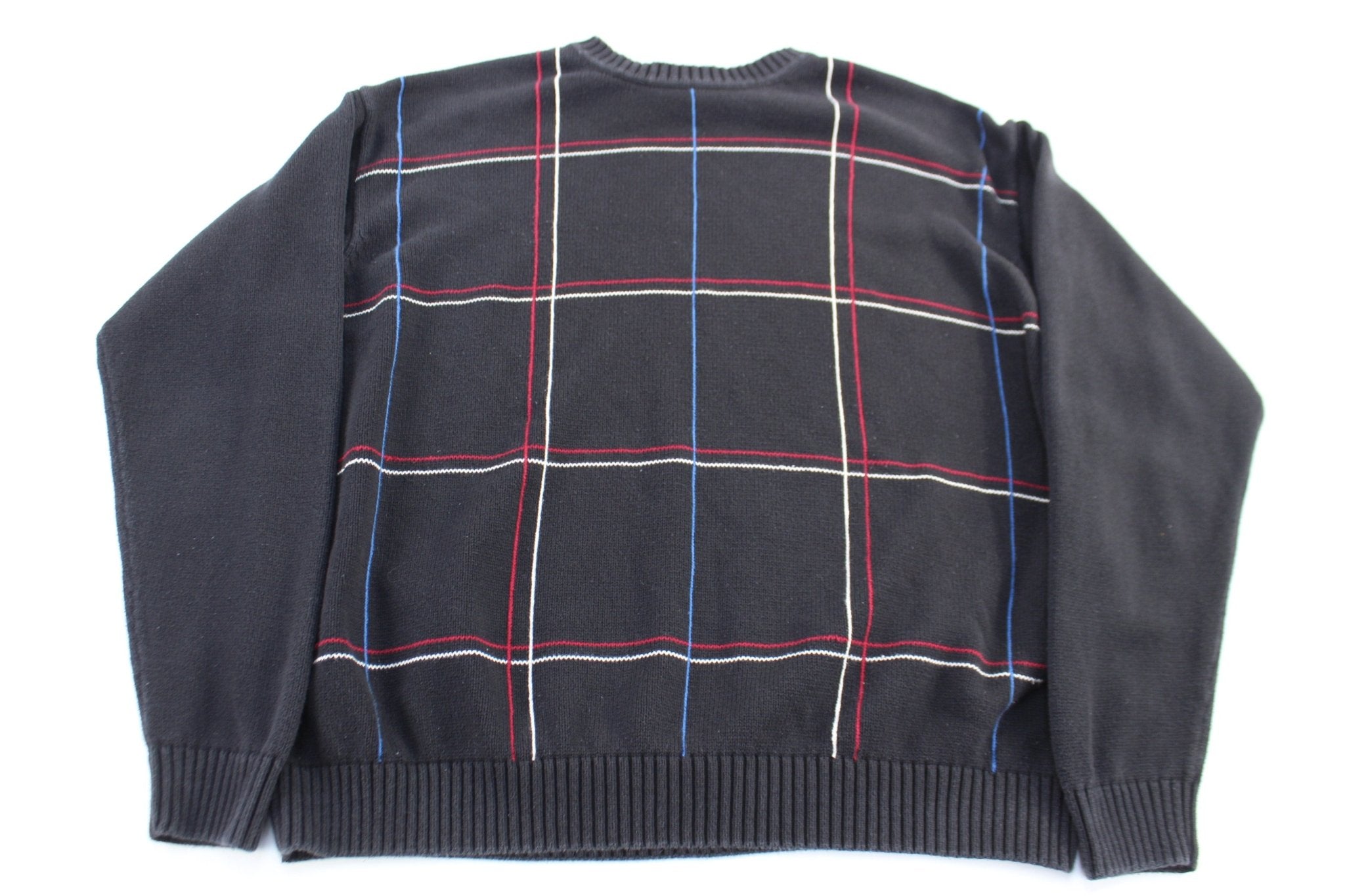 Vintage Geoffrey Beene Grid Pattern Knit Sweater - ThriftedThreads.com