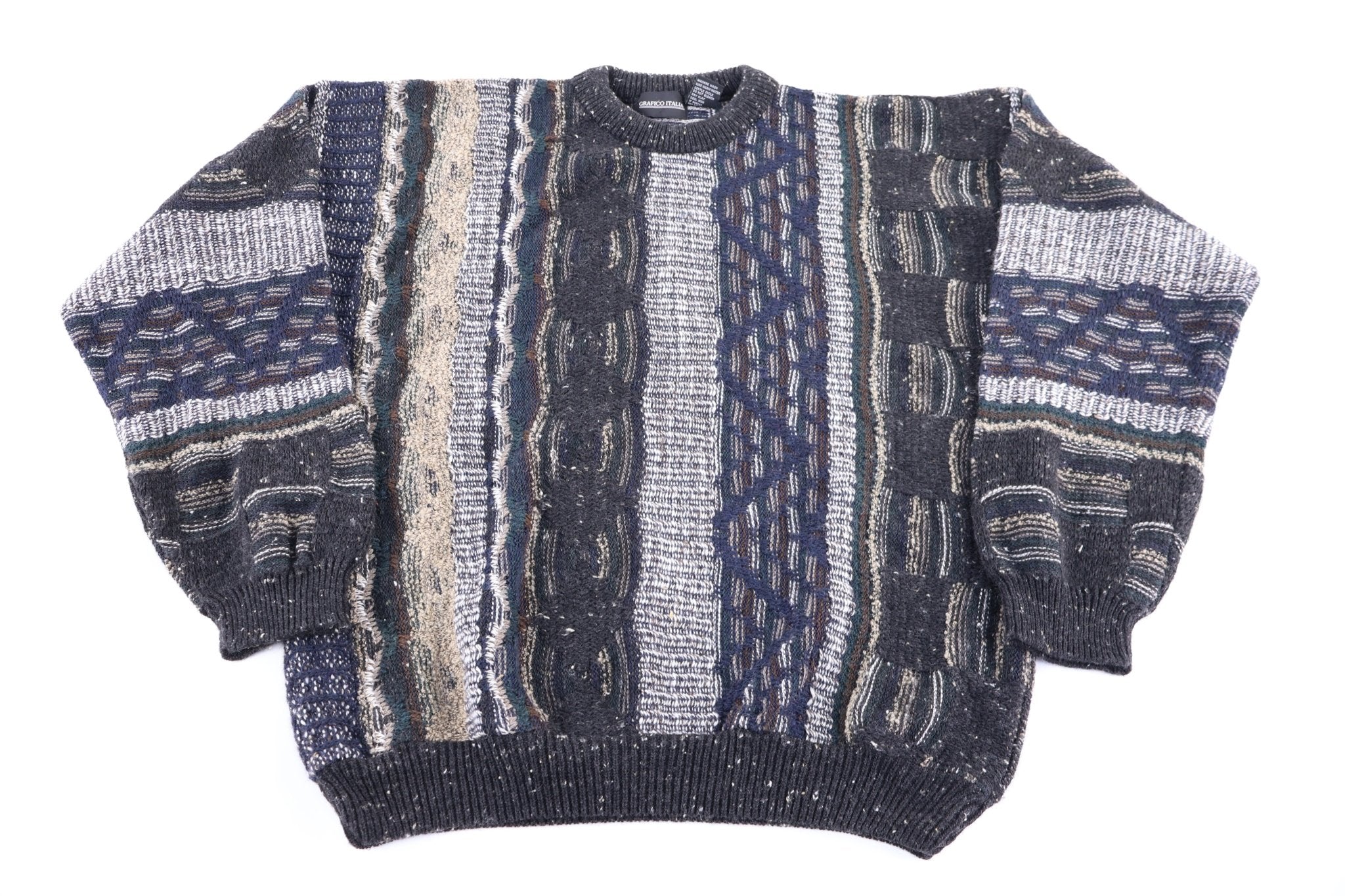 Vintage Grafico Italia Multipattern Knit Sweater - Sweater - Thrifted Threads