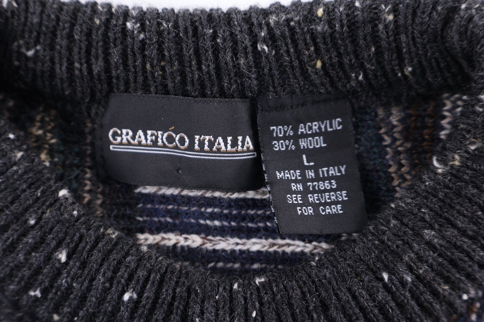 Vintage Grafico Italia Multipattern Knit Sweater - Sweater - Thrifted Threads
