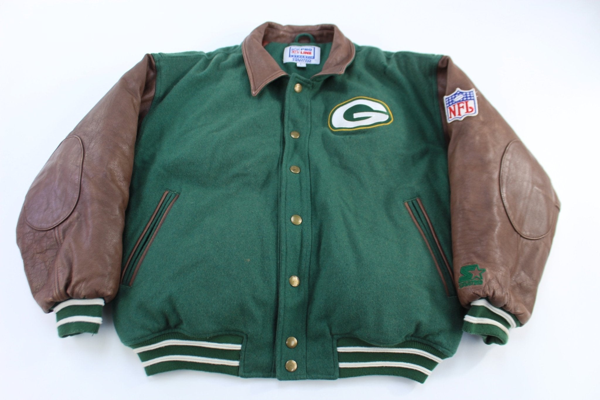 Vintage Green Bay Packers Football Full Zip Bomber Jacket - Jacket - Thrifted Threads