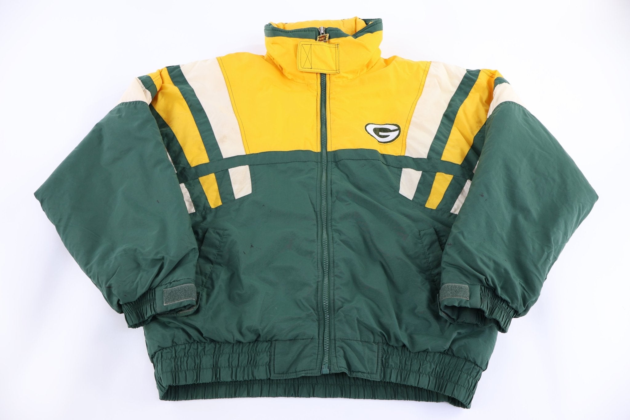 Vintage Green Day Packers Football Puffer Jacket - Jacket - Thrifted Threads