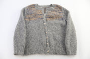 vintage Grey, Gold & Blue Mohair Cardigan Sweater - Sweater - Thrifted Threads
