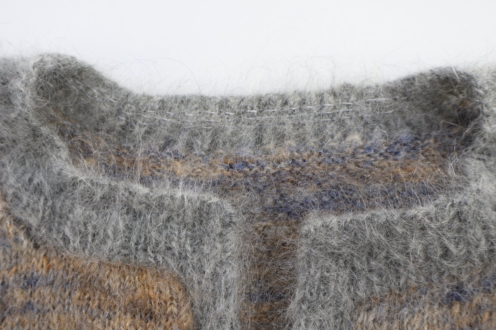 vintage Grey, Gold & Blue Mohair Cardigan Sweater - Sweater - Thrifted Threads