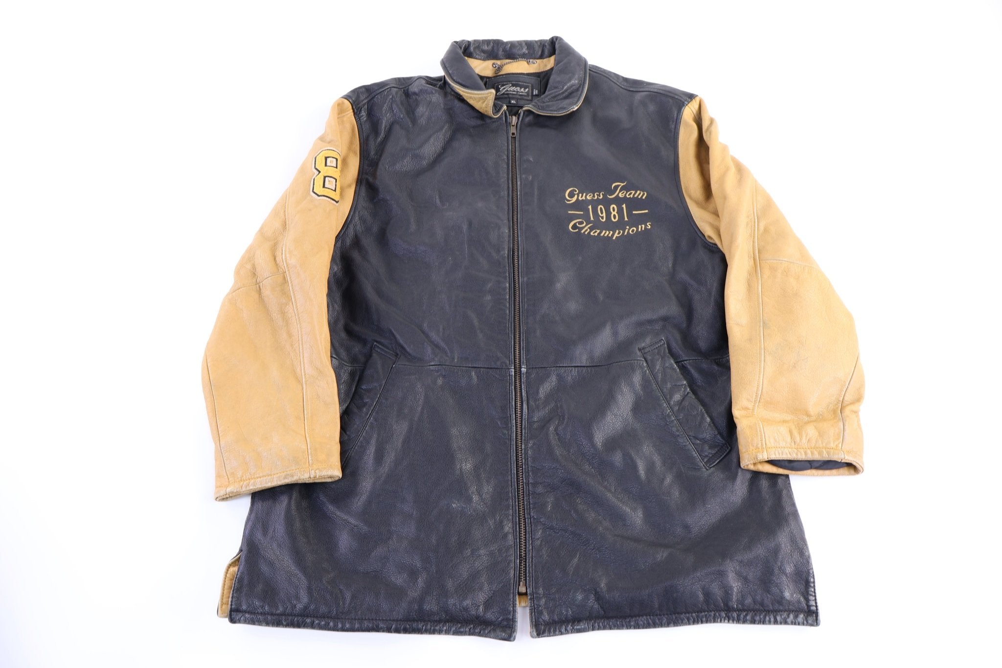 Vintage Guess Full Zip Leather Coat - jacket - Thrifted Threads