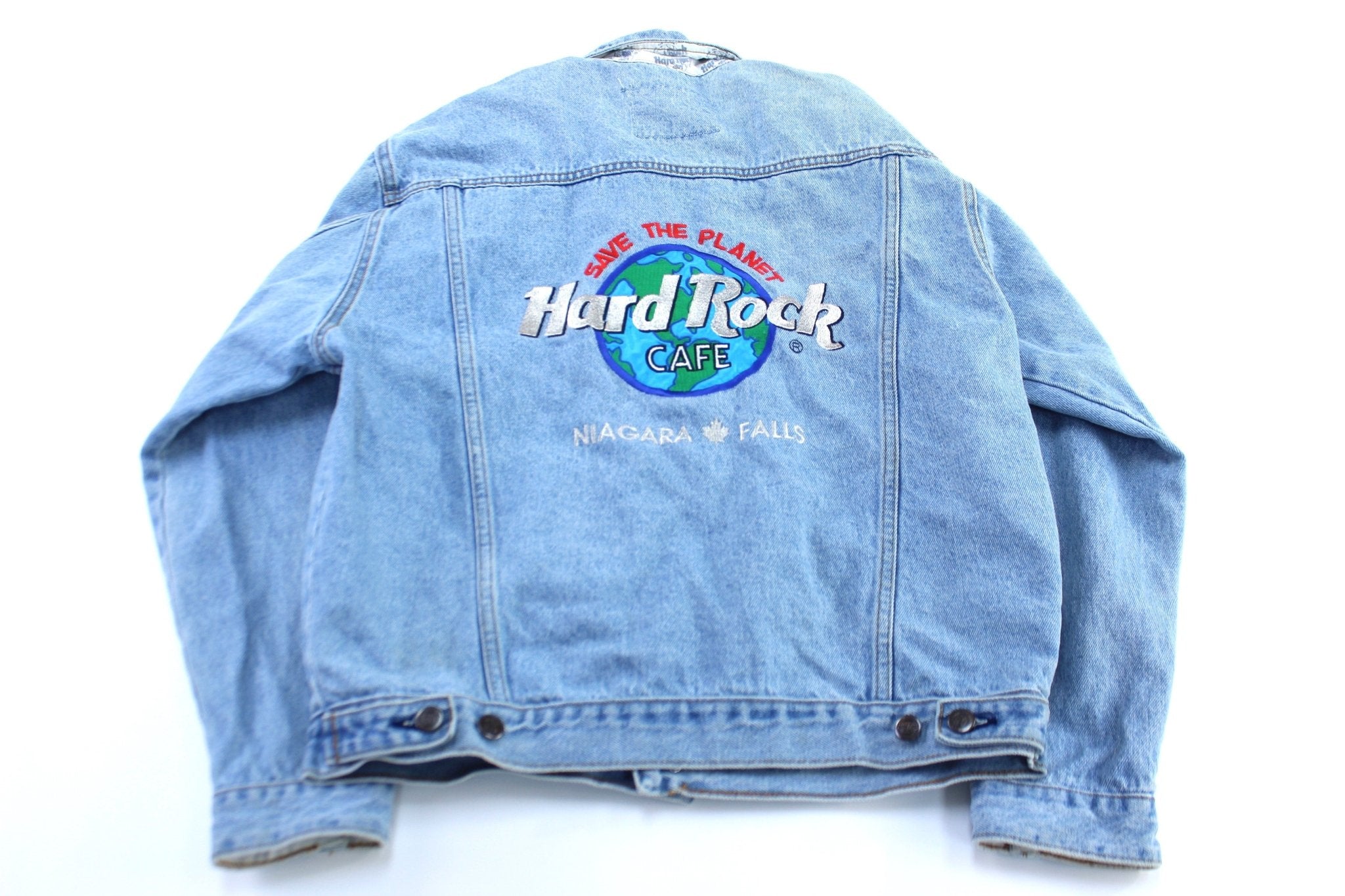 Vintage Hard Rock Cafe Embroidered Niagara Falls Denim Jacket - ThriftedThreads.com