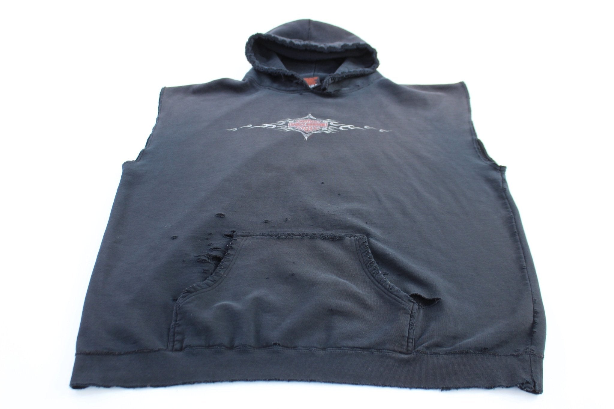 Vintage Harley Davidson Motorcycles Amarillo, Texas Sleeveless Hoodie - Jackets - Thrifted Threads
