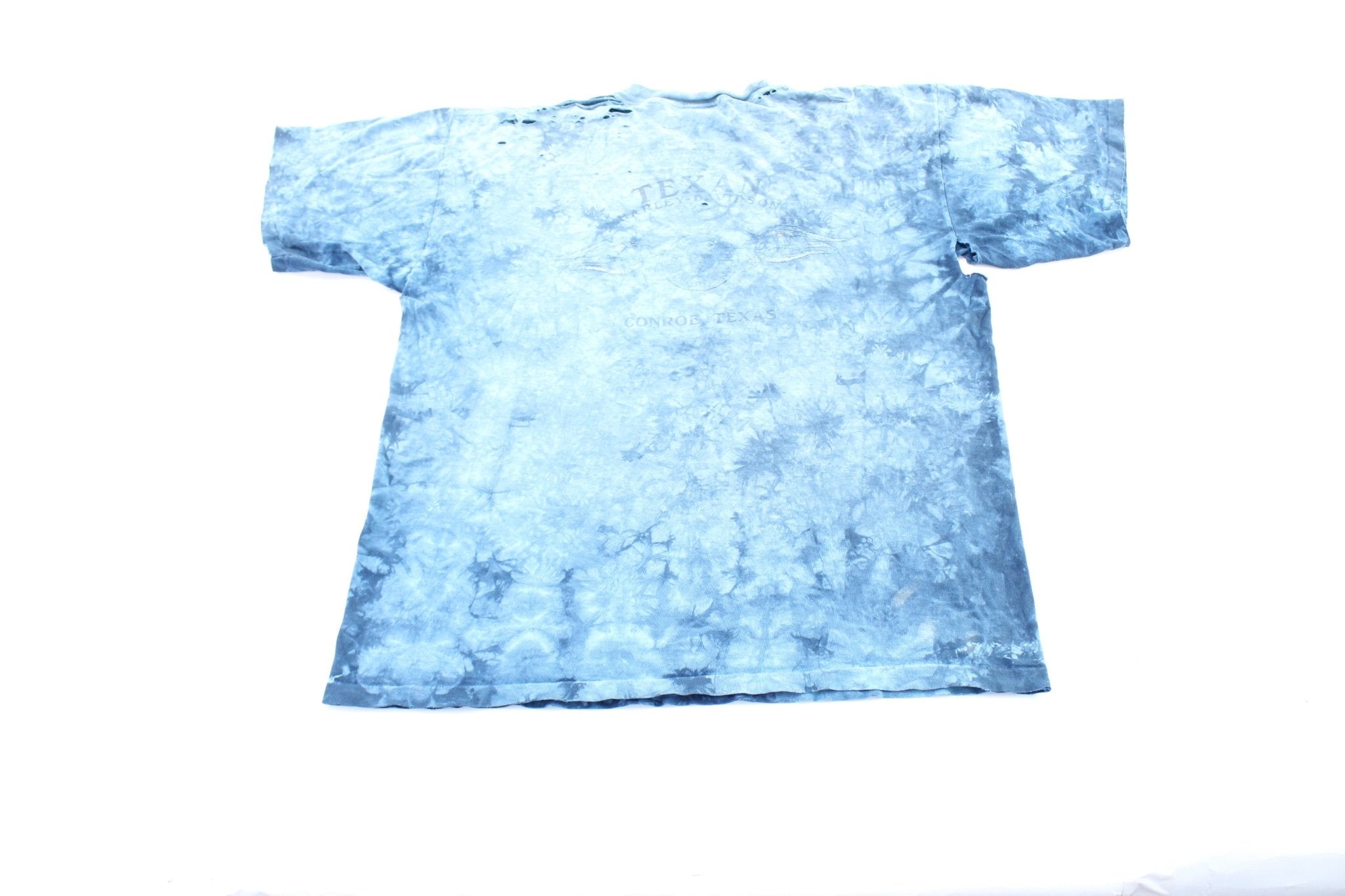 Vintage Harley Davidson Motorcycles Conroe, Texas Tie - Dye T-Shirt - ThriftedThreads.com