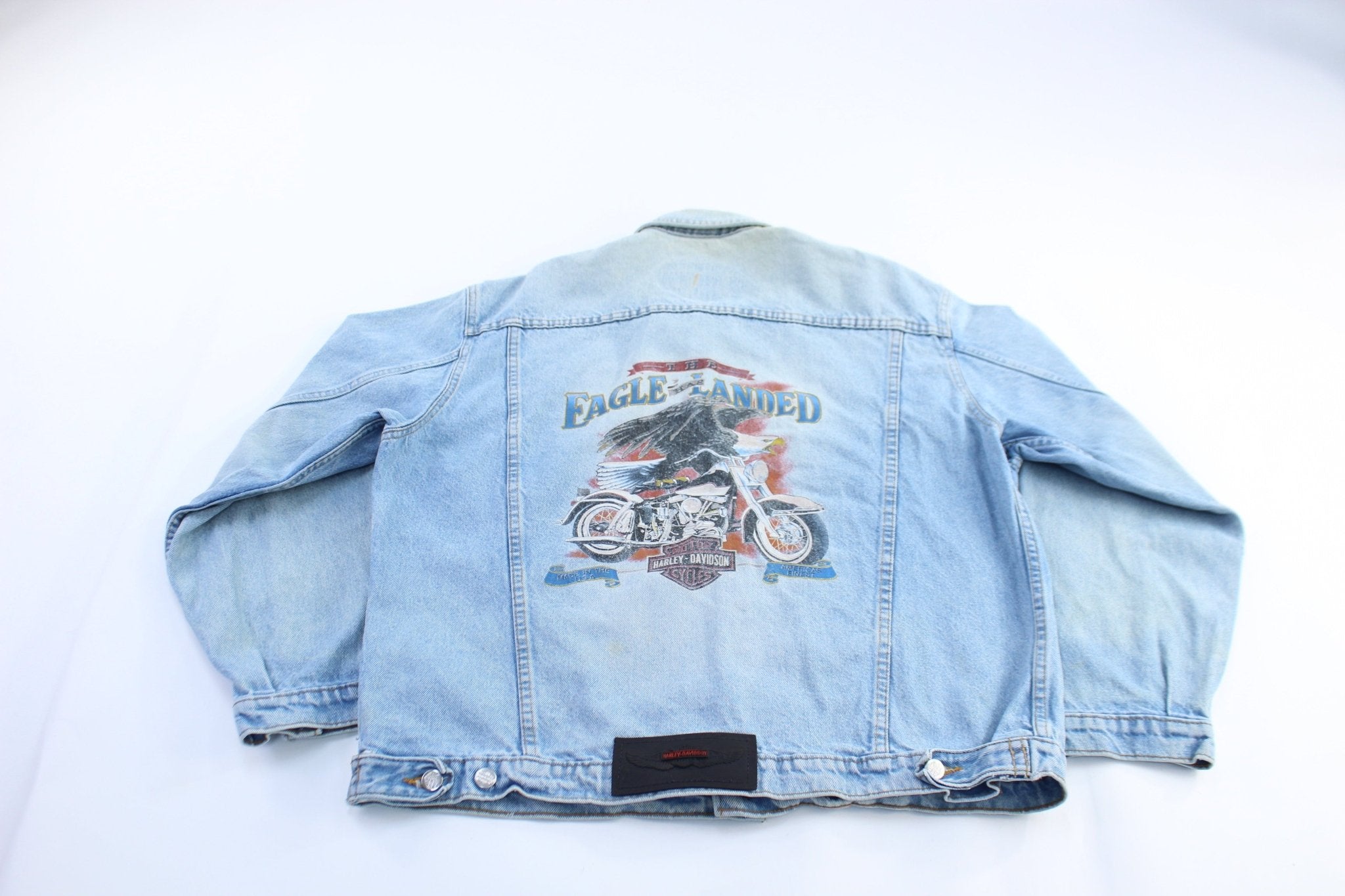 Vintage Harley Davidson Motorcycles Light Wash Denim Jacket - ThriftedThreads.com