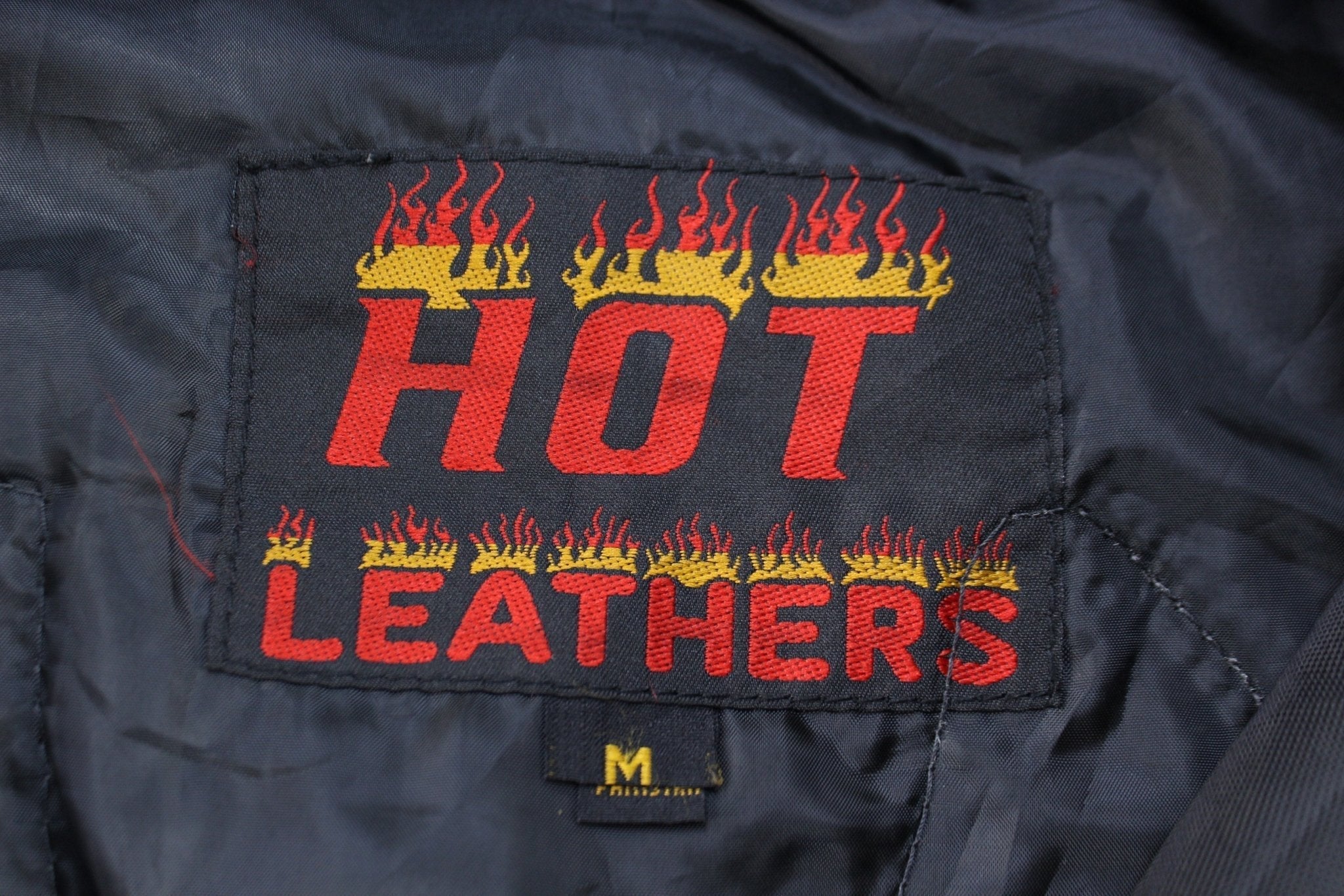 Vintage Hot Leathers Harley Davidson Motorcycles Patch Jacket - Jacket - Thrifted Threads