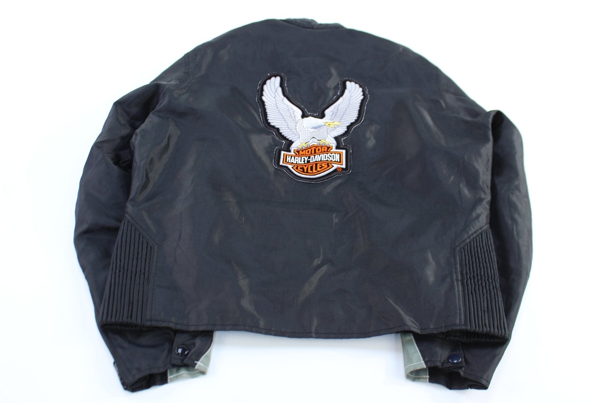 Vintage Hot Leathers Harley Davidson Motorcycles Patch Jacket - Jacket - Thrifted Threads
