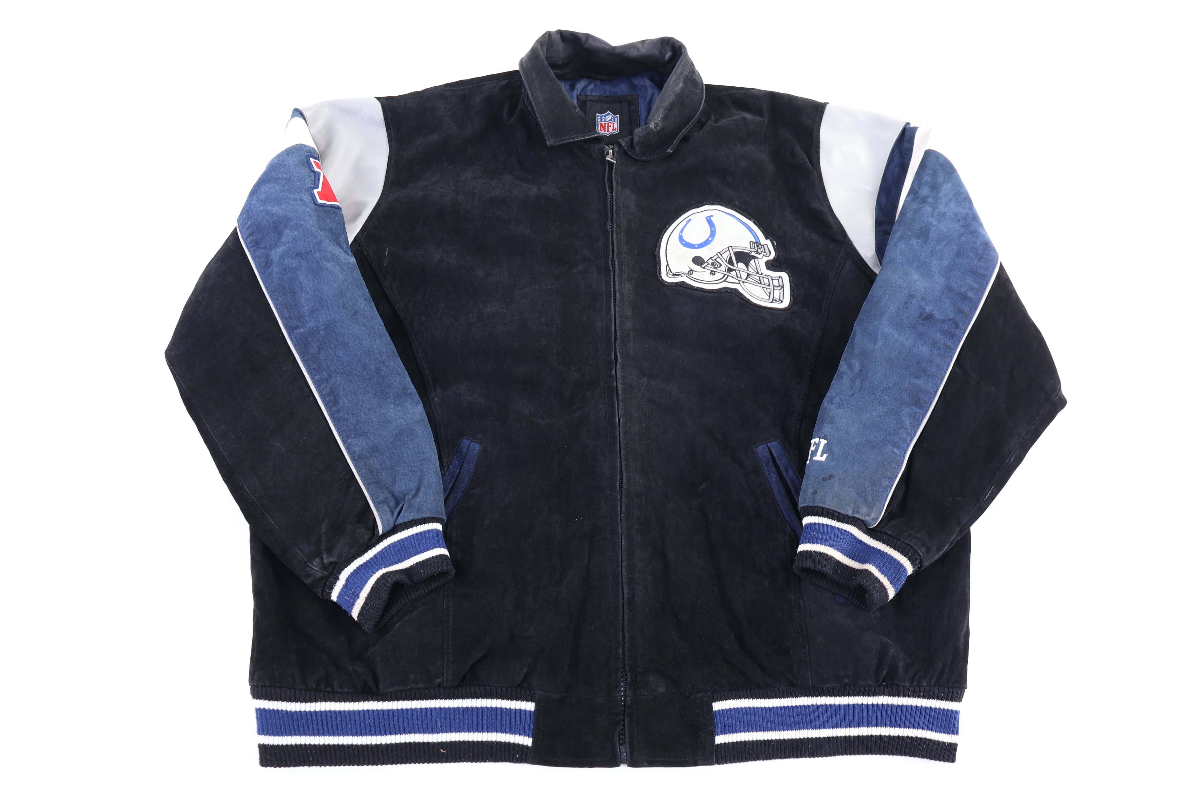 Vintage Indianapolis Colts Football Leather Suede Jacket - Jacket - Thrifted Threads