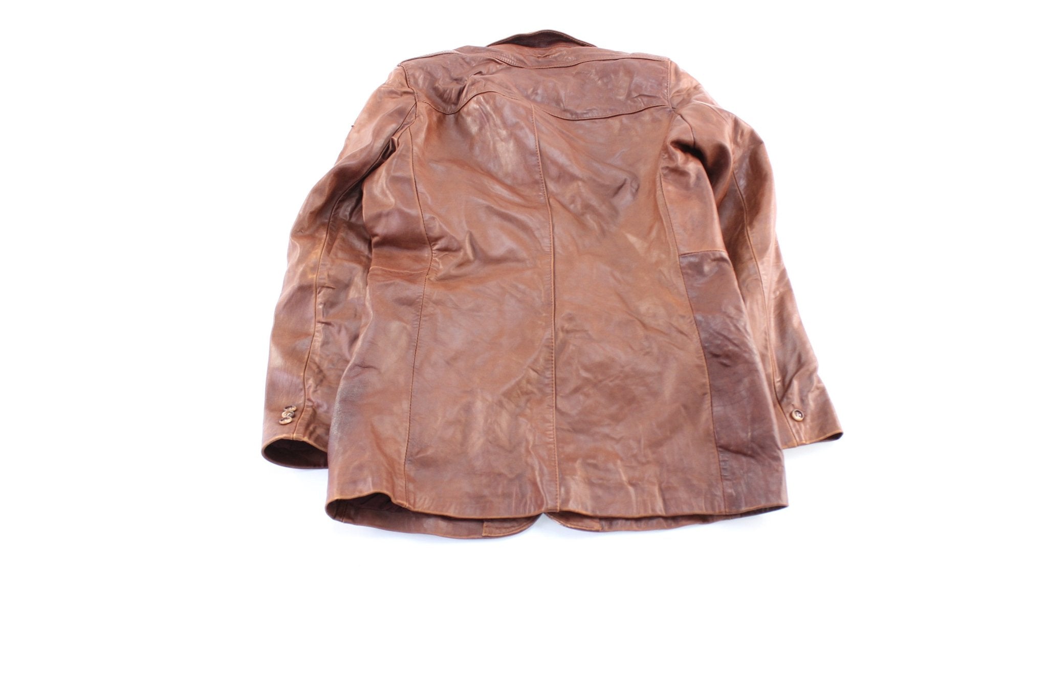 Vintage J. Riggings Brown Leather Coat - ThriftedThreads.com