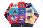 Vintage Jeff Hamilton NBA Teams Patchwork Wool Bomber Jacket - Jacket - Thrifted Threads
