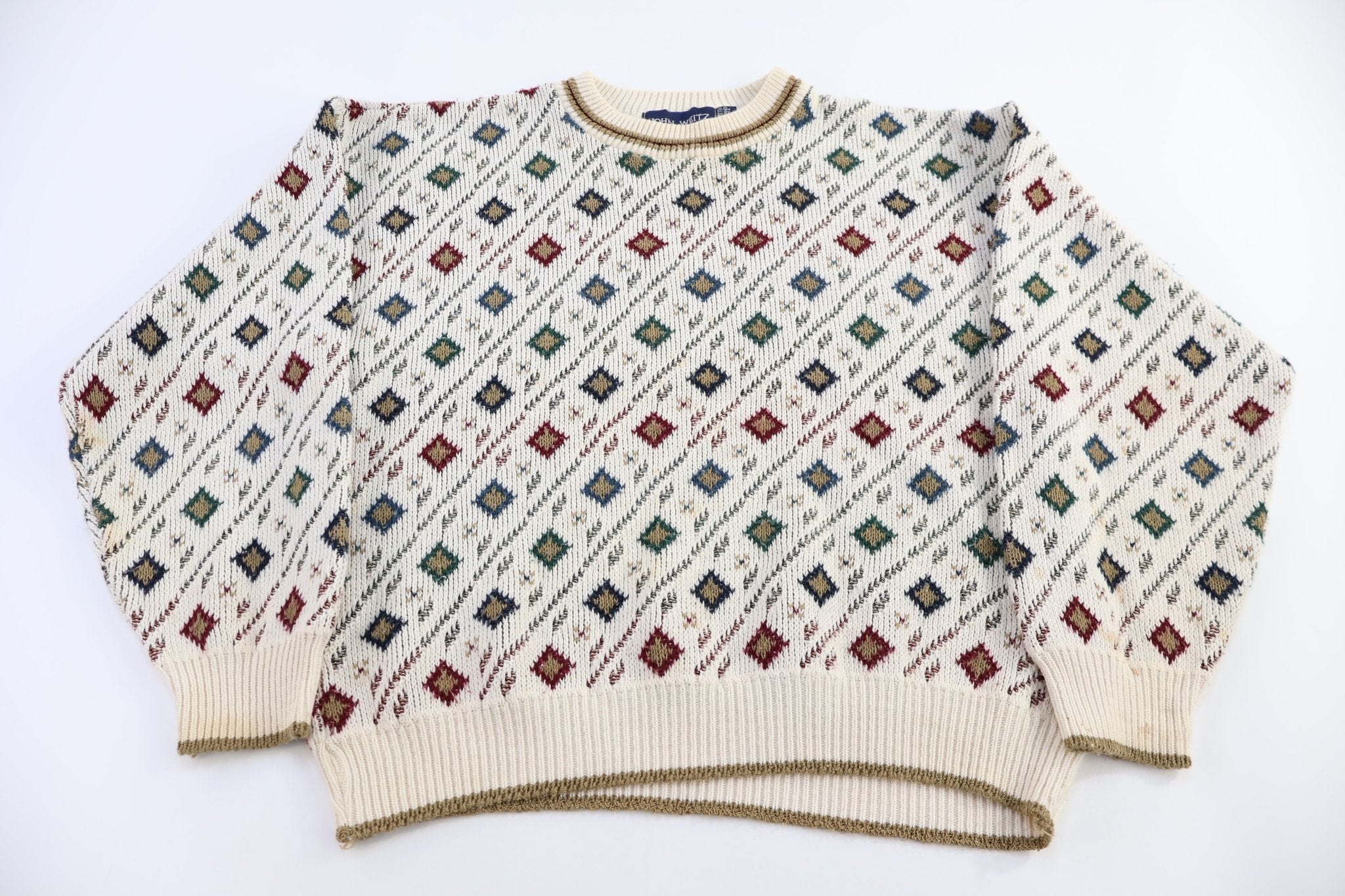Vintage John Weitz Multipattern Knit Sweater - Sweater - Thrifted Threads
