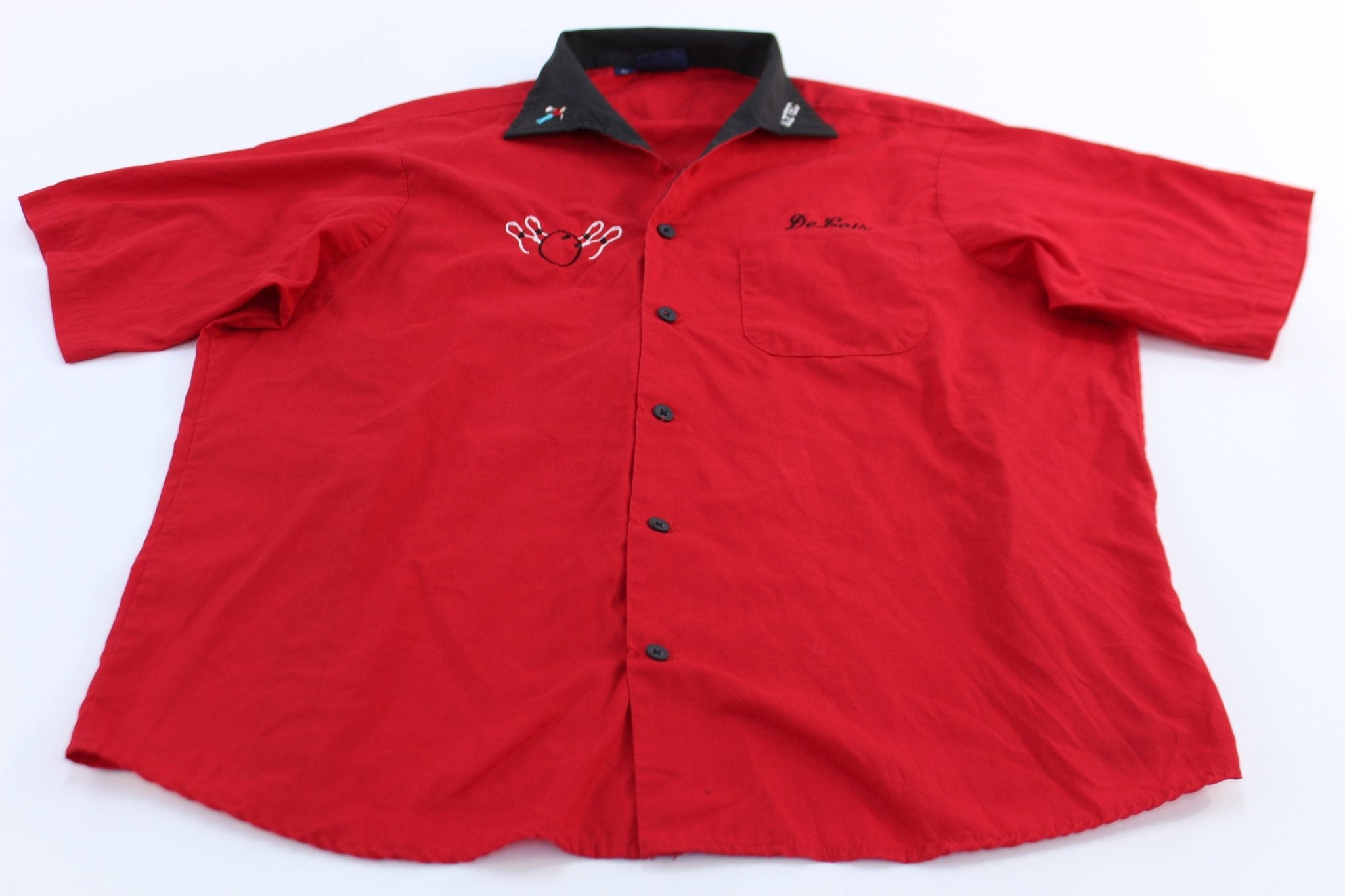 Vintage King Louie Embroidered Fearless Five Bowling Button Up Shirt - ThriftedThreads.com