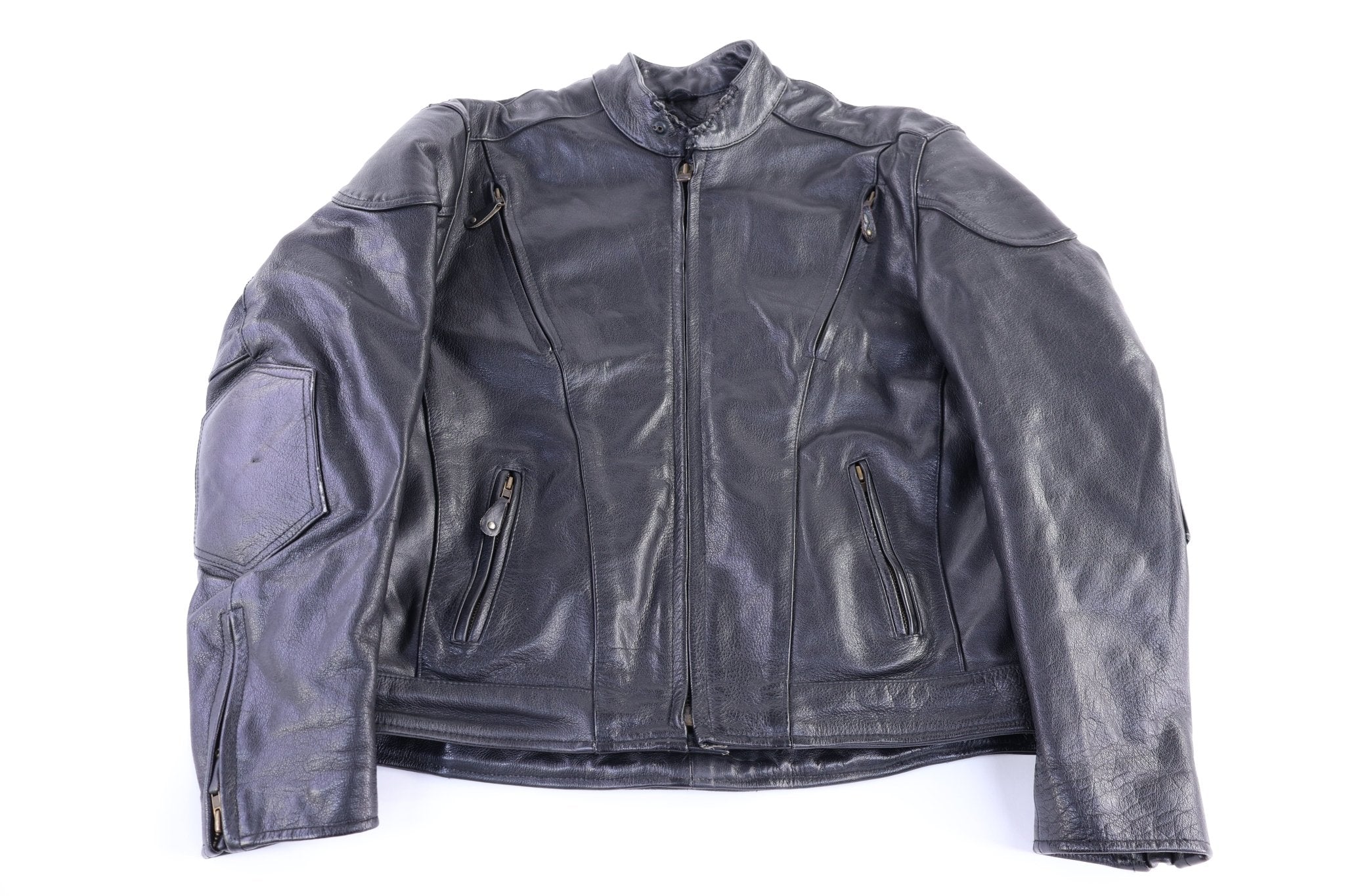 Vintage Leather King Black Leather Biker Jacket - Jacket - Thrifted Threads