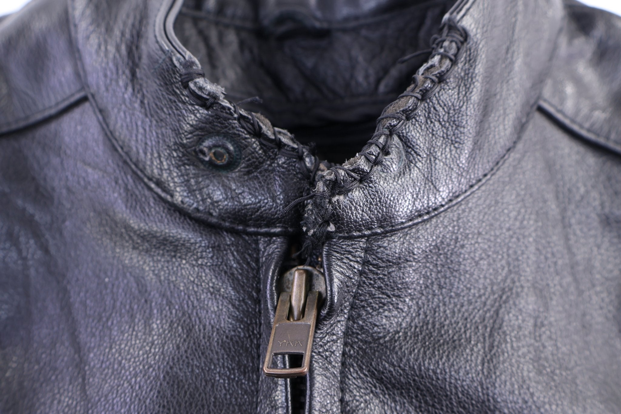 Vintage Leather King Black Leather Biker Jacket - Jacket - Thrifted Threads