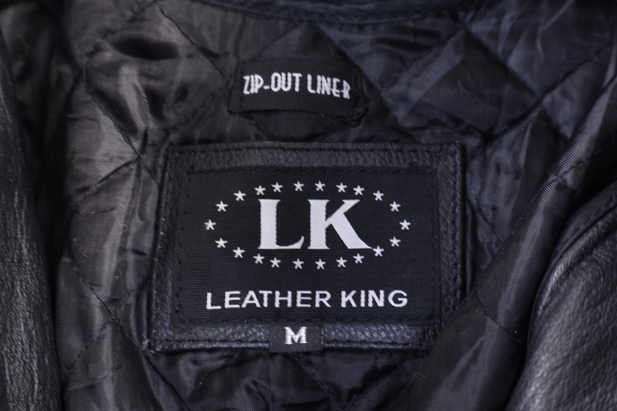 Vintage Leather King Black Leather Biker Jacket - Jacket - Thrifted Threads