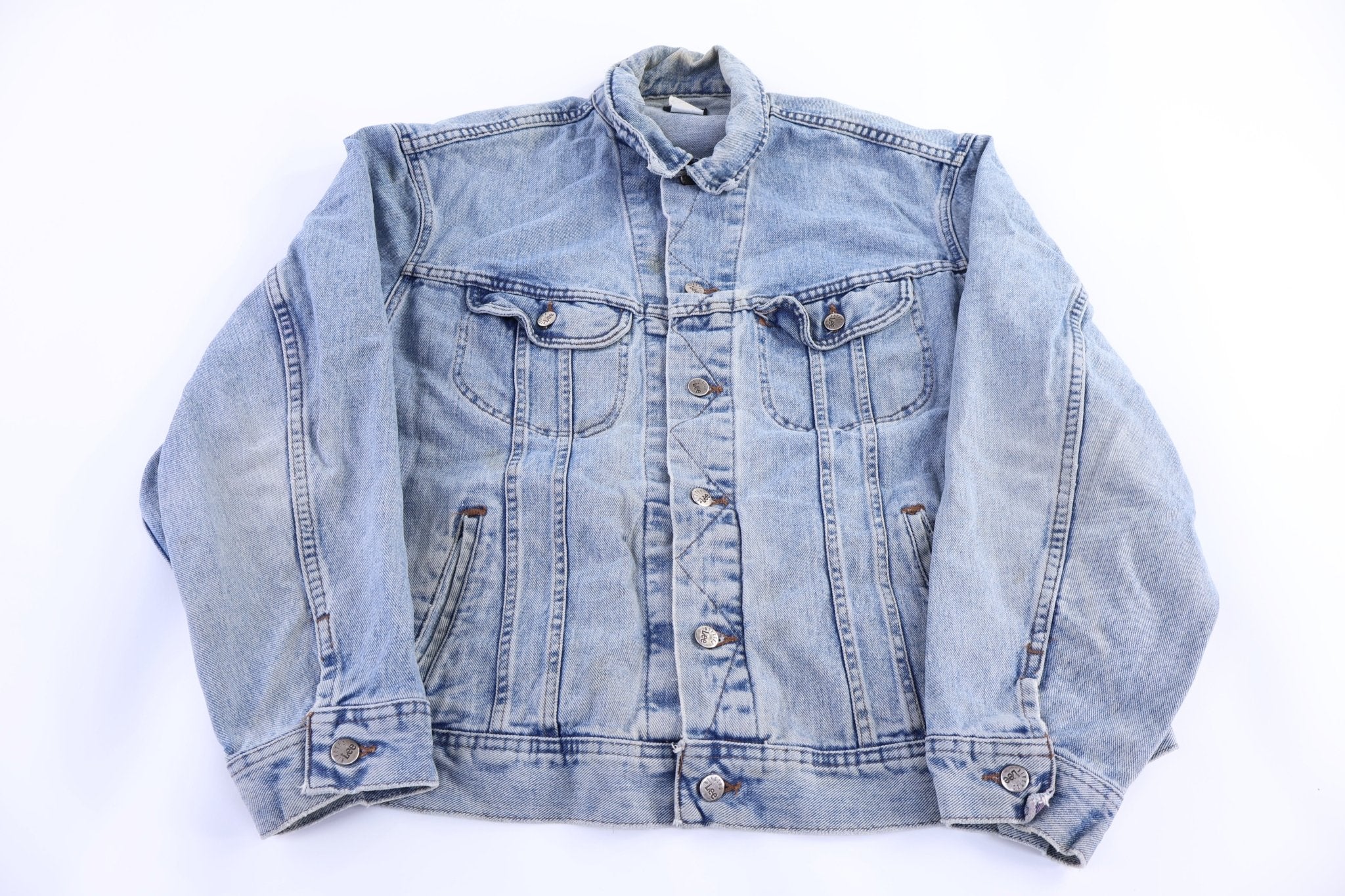 Vintage Lee Riveted Light Wash Denim Jacket - Jacket - Thrifted Threads