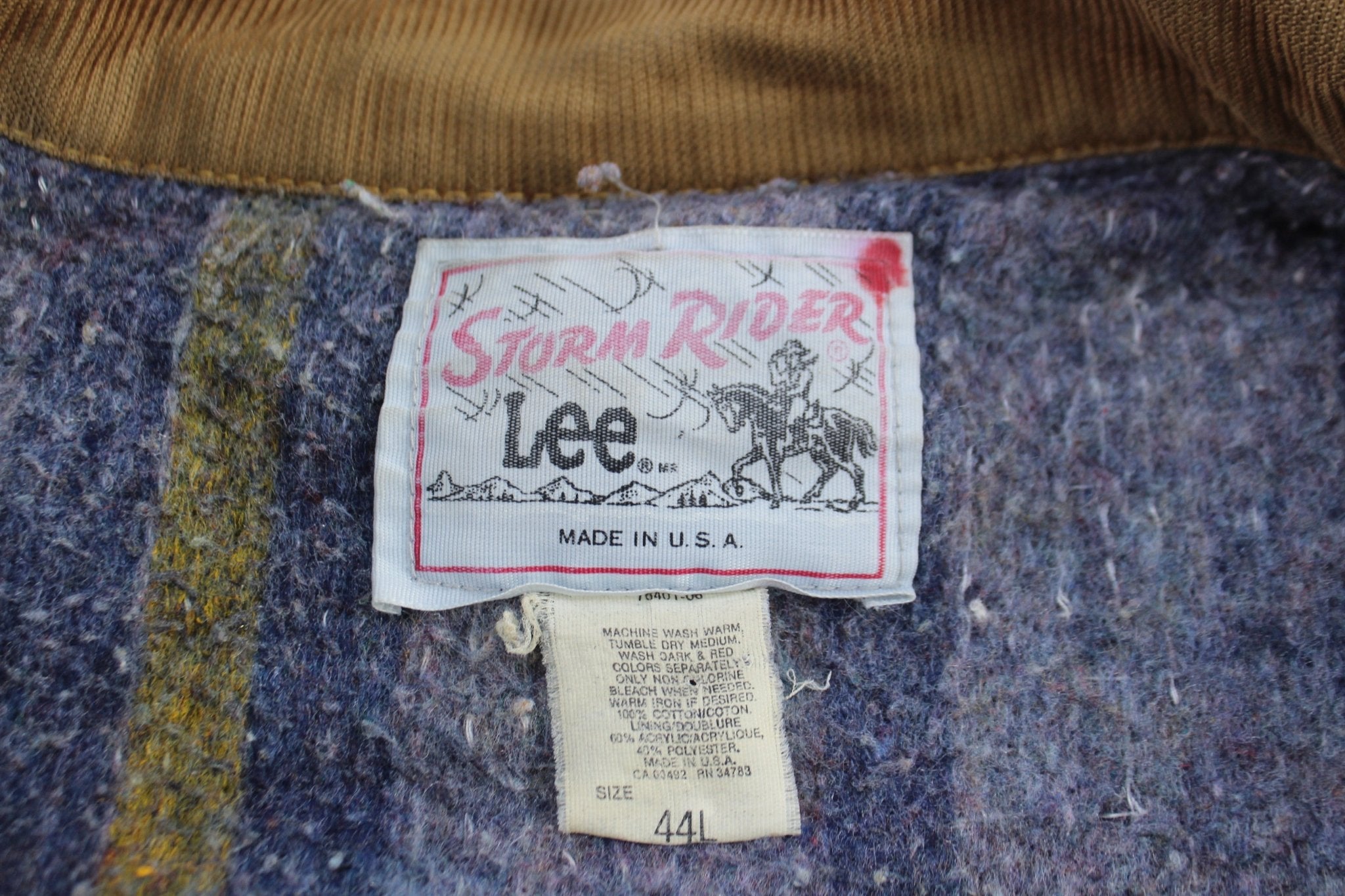 Vintage Lee Storm Rider Blanket Lined Denim Jacket - ThriftedThreads.com