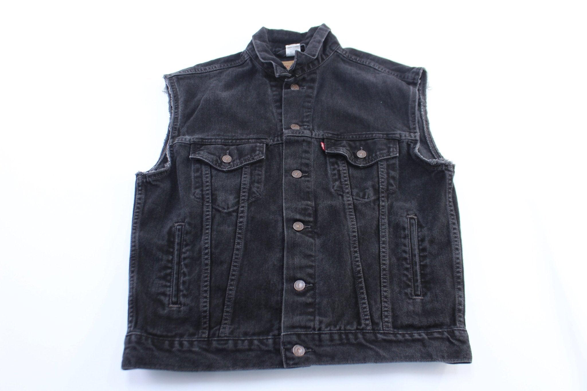 Vintage Levi's Black Denim Vest - ThriftedThreads.com