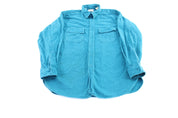 Vintage L.L. Bean Turquoise Chamons Cloth LS Button Down Shirt - ThriftedThreads.com