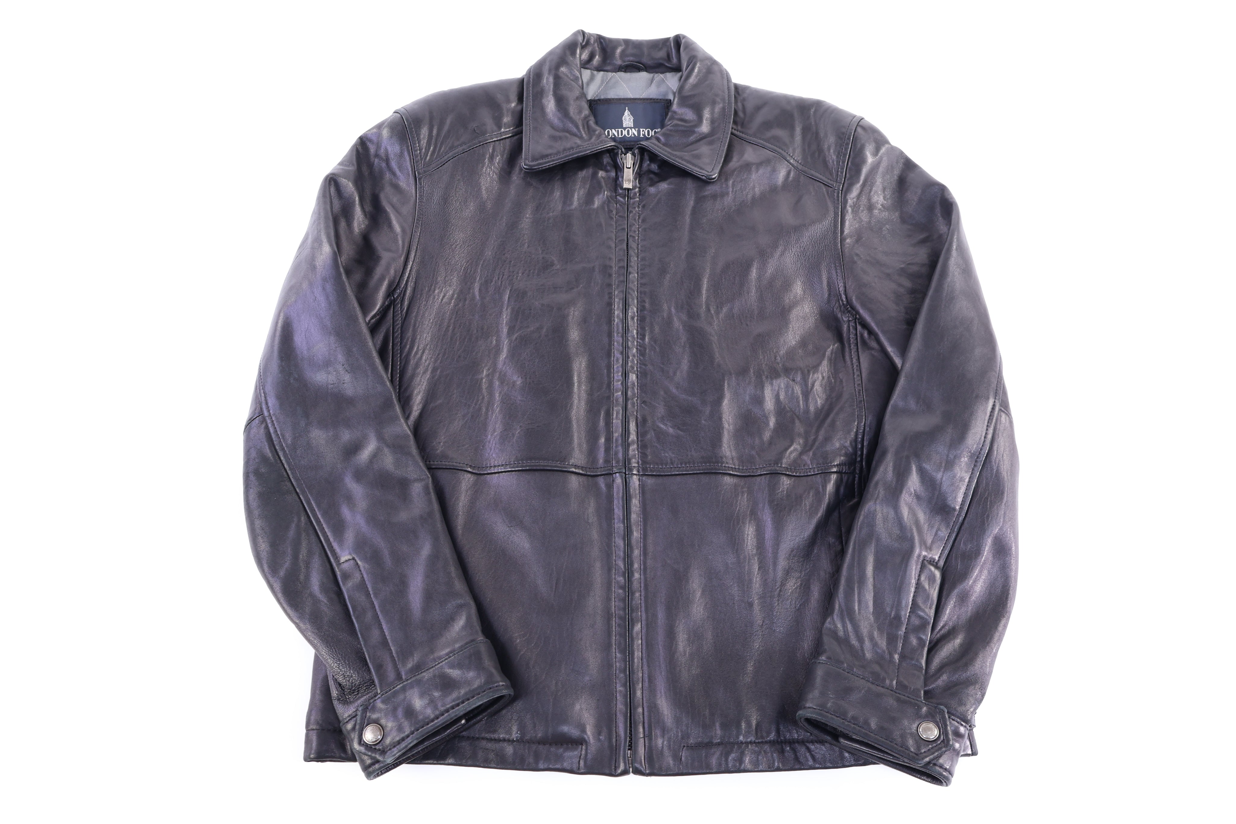Vintage London Fog Black Leather Jacket - Jacket - Thrifted Threads