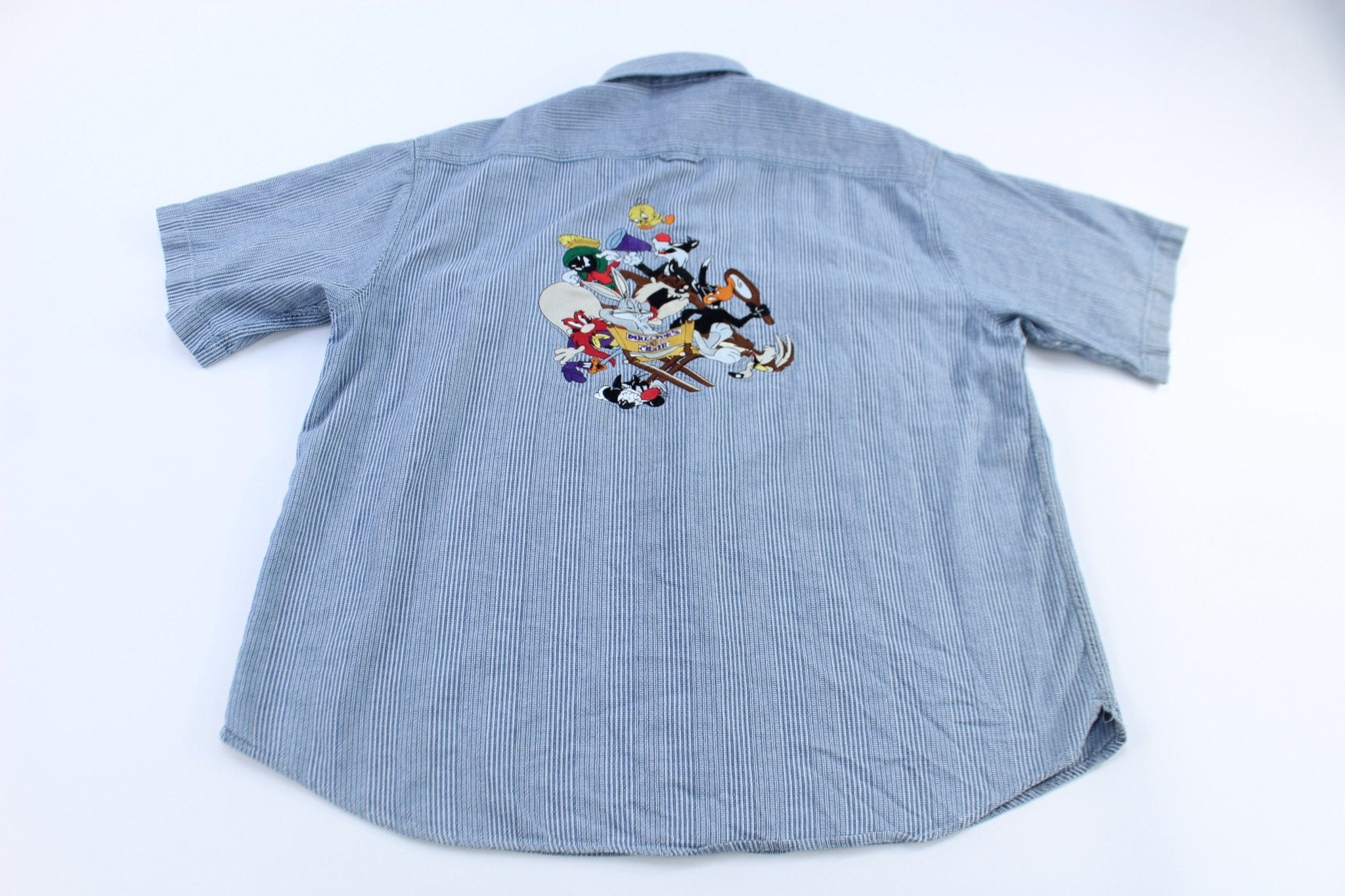 Vintage Looney Tunes Embroidered Graphic Button Down - ThriftedThreads.com