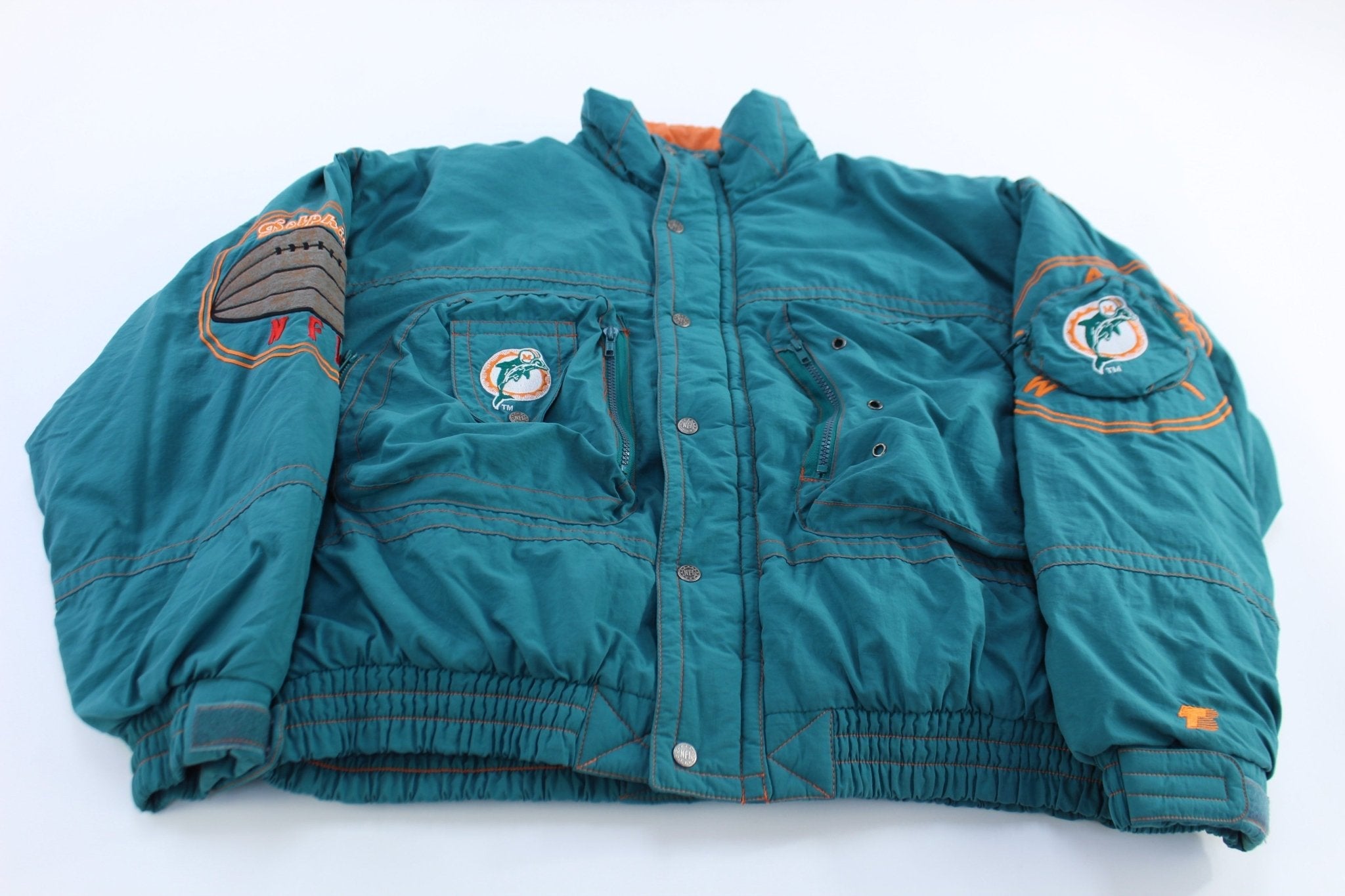 Vintage Miami Dolphins Football Puffer Jacket - Jacket - Thrifted Threads